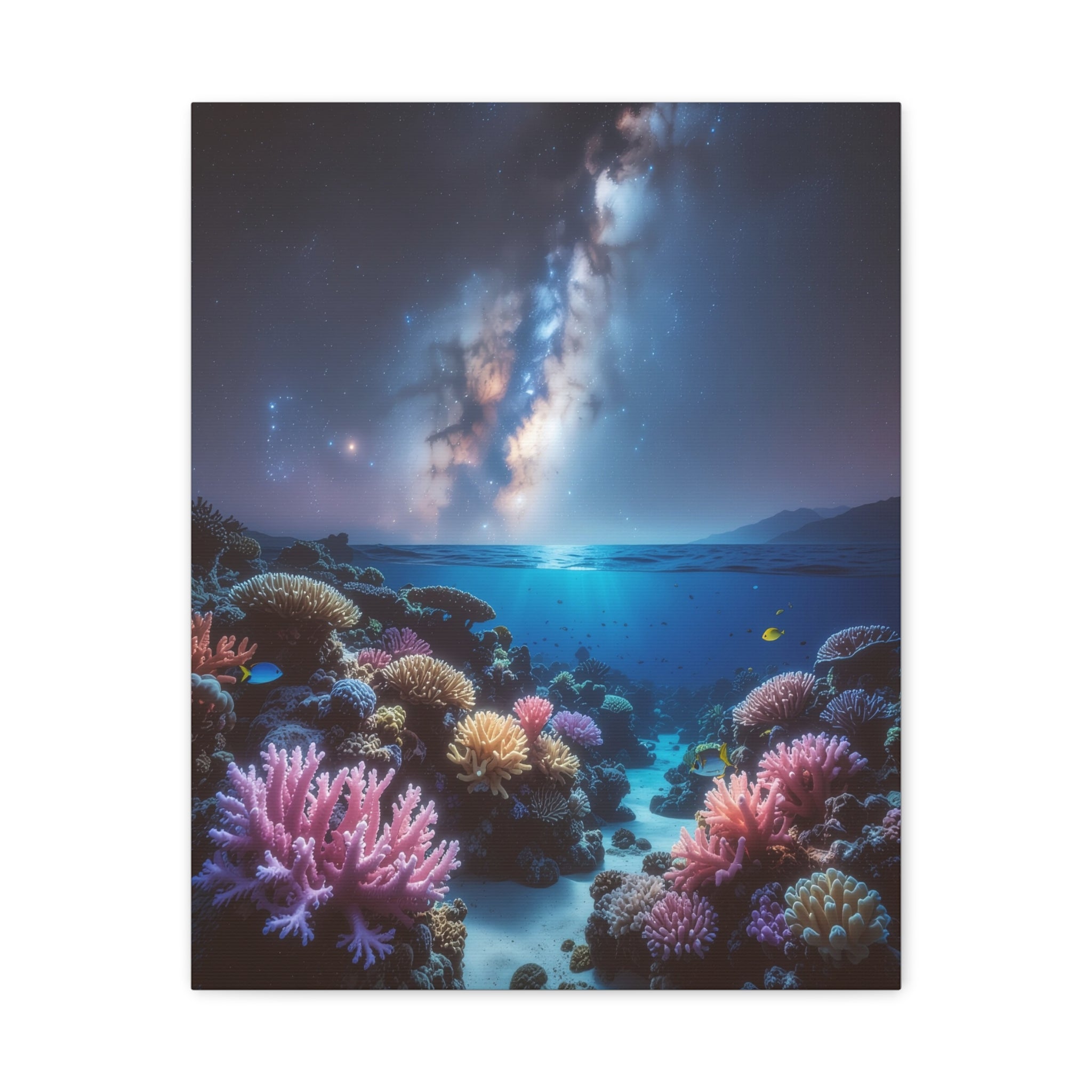 Cosmic Reef Harmony: Underwater Seascape Panorama, Milky Way Marine Dreamscape - L’Art Suprême Canvas