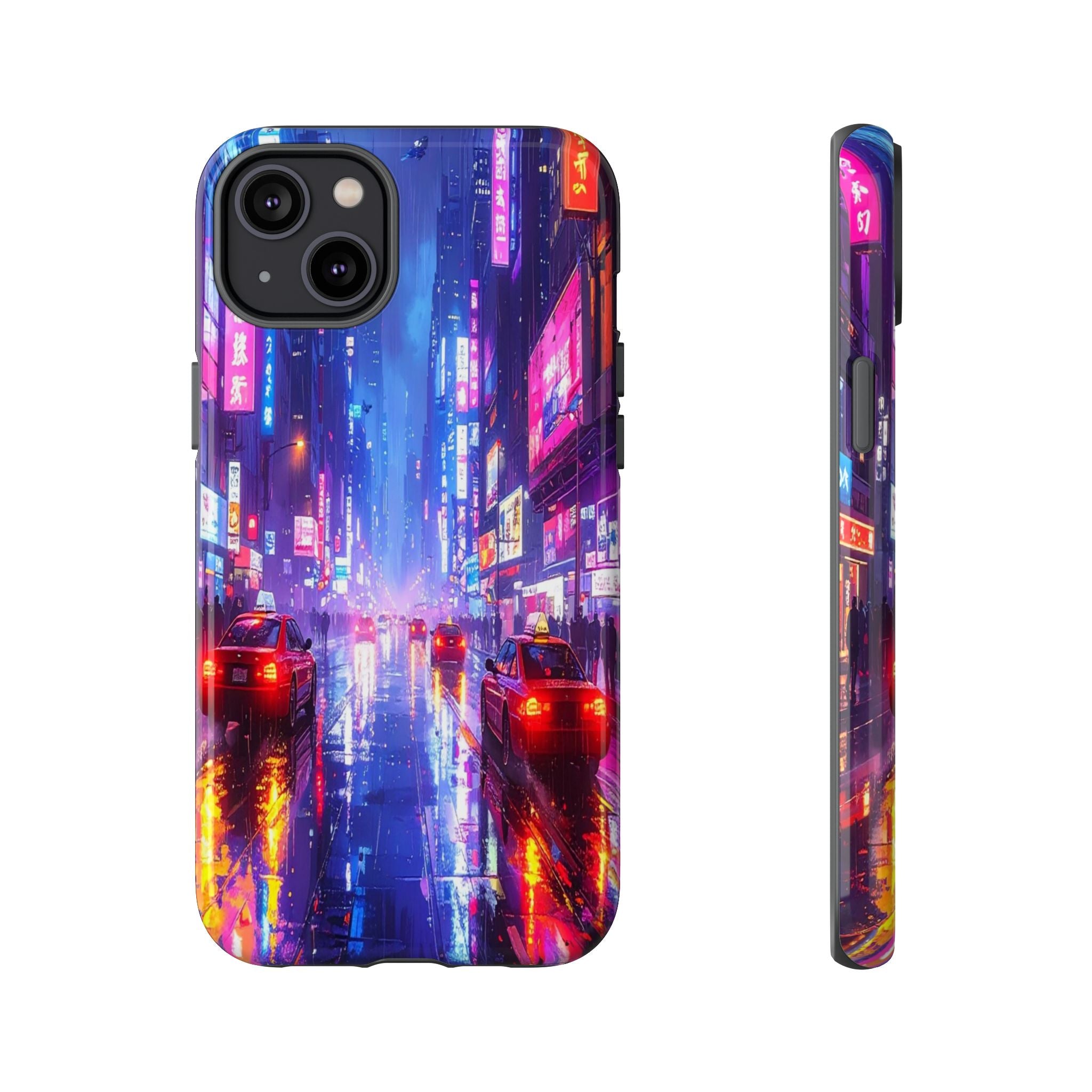Neon Dystopia: Cyberpunk Metropolis, Urban Night Reflections - L’Art Suprême Phone Case
