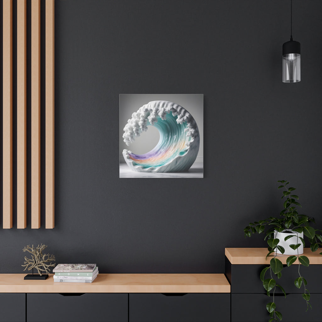 Oceanic Euphoria: Marble Wave Sculpture, Ethereal Aquatic Art - L’Art Suprême Canvas