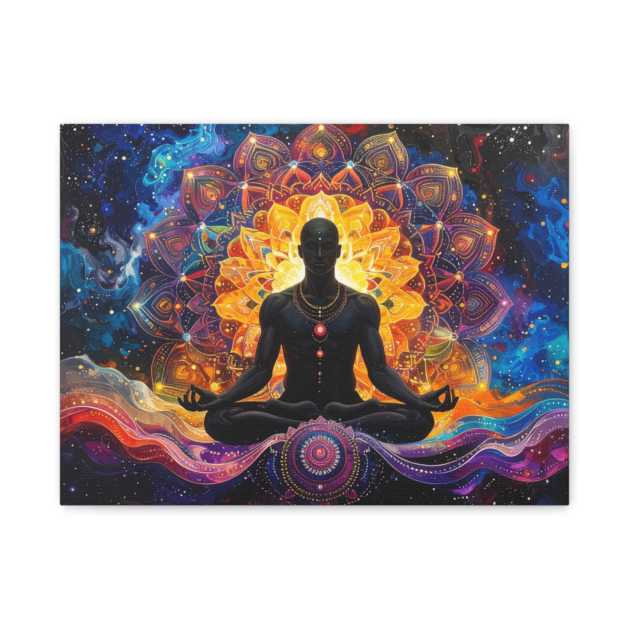 Cosmic Meditation: Spiritual Awakening through Mandala Art, Transcendent Chakra Visualization - L’Art Suprême Canvas
