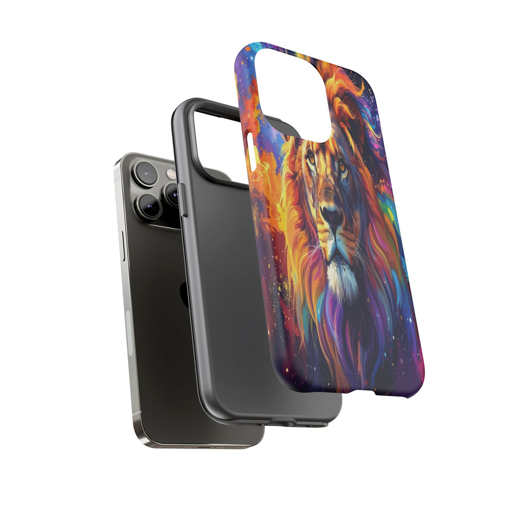 Cosmic Mane: Celestial Lion Portrait, Psychedelic Wildlife Art - L’Art Suprême Phone Case