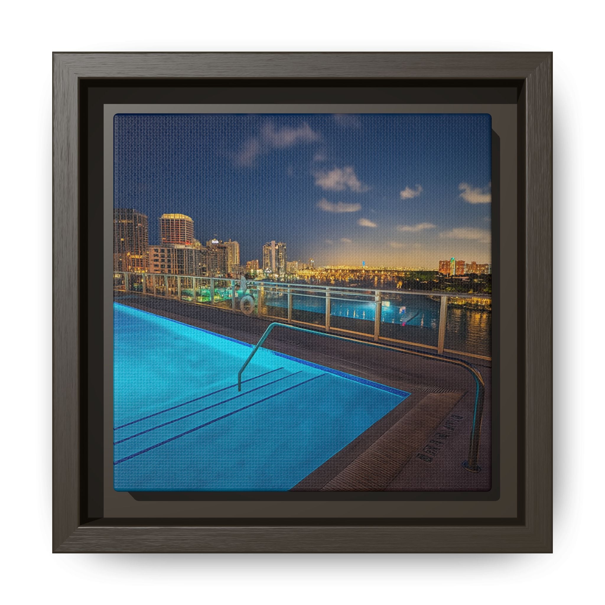 "Skyline Reflections" – Framed Canvas Print