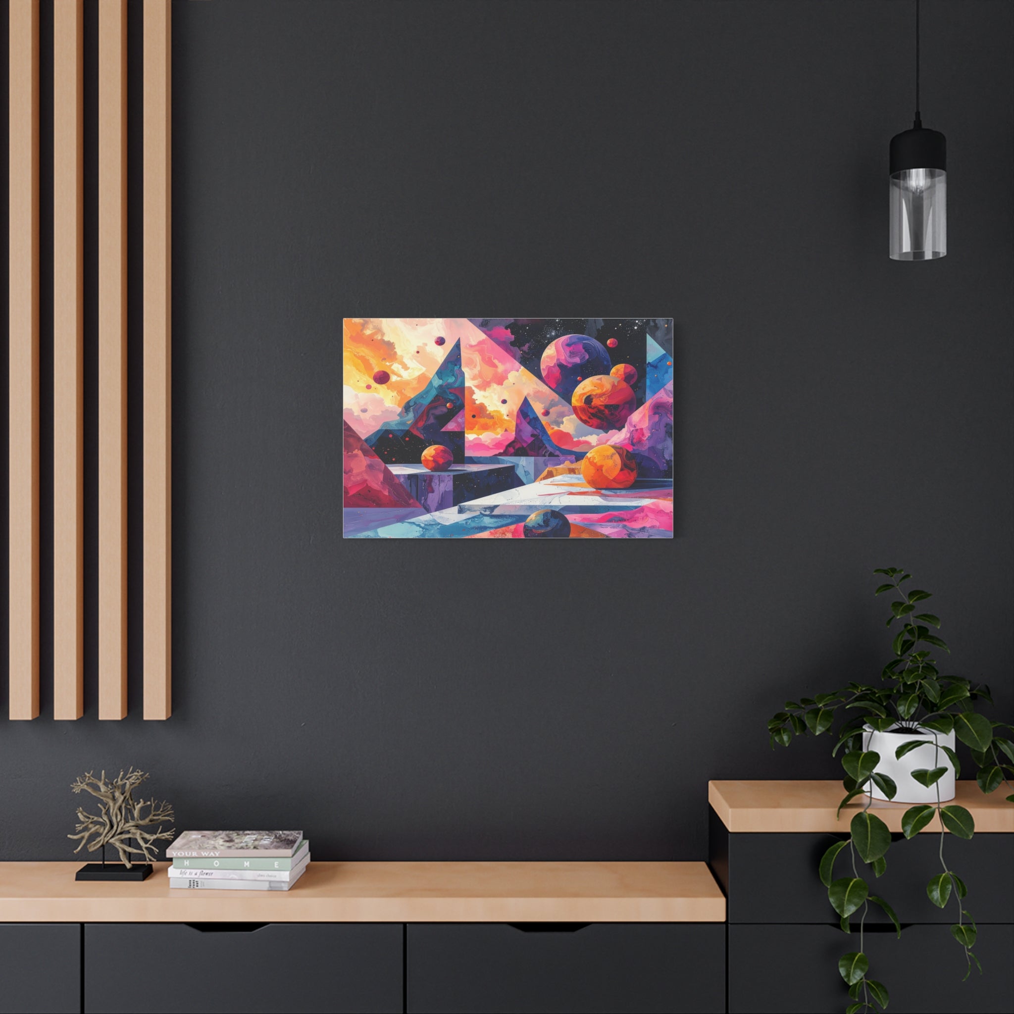 Cosmic Geometry: Dimensional Kaleidoscope, Digital Abstract Landscape - L’Art Suprême Canvas