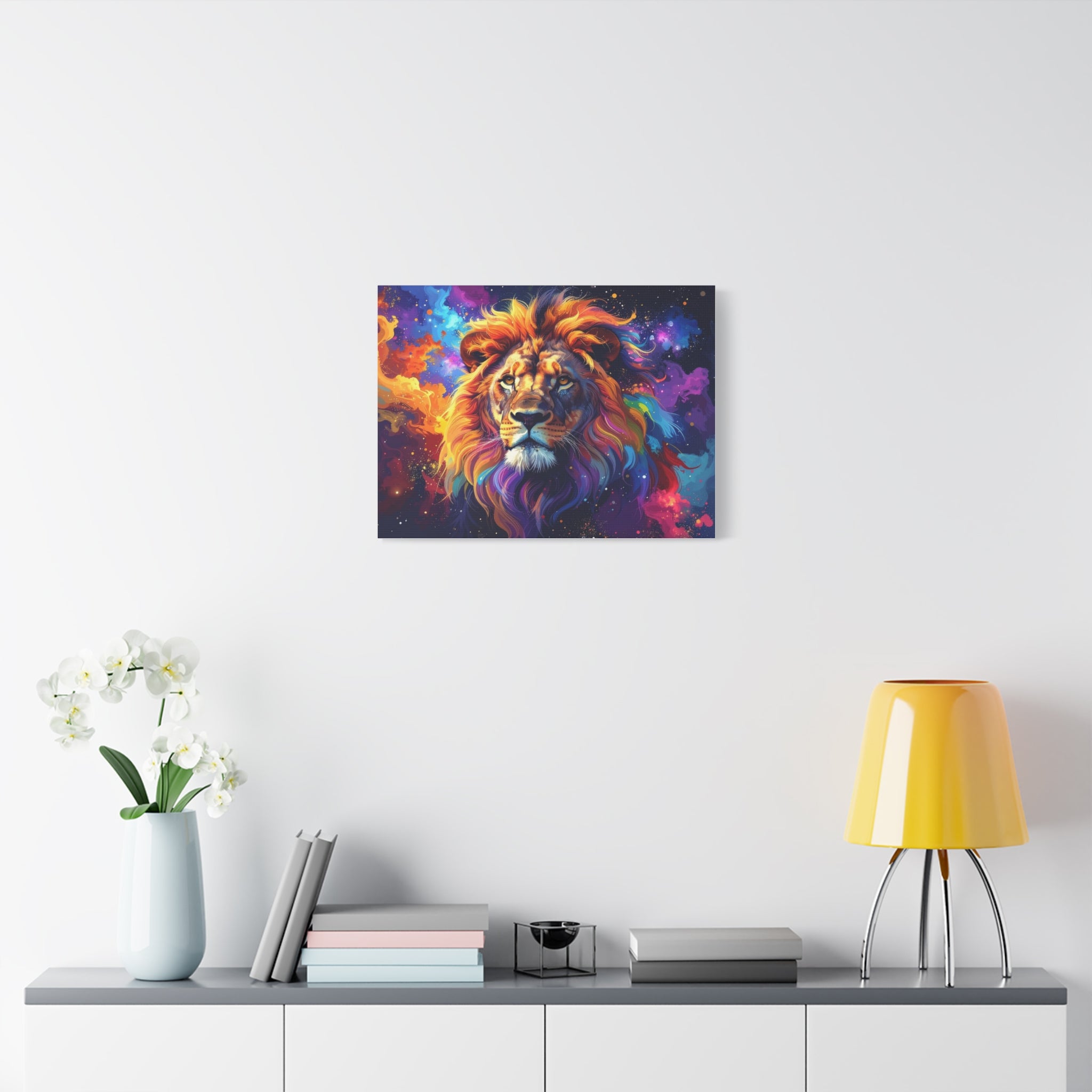 Cosmic Mane: Celestial Lion Portrait, Digital Cosmic Artwork - L’Art Suprême Canvas