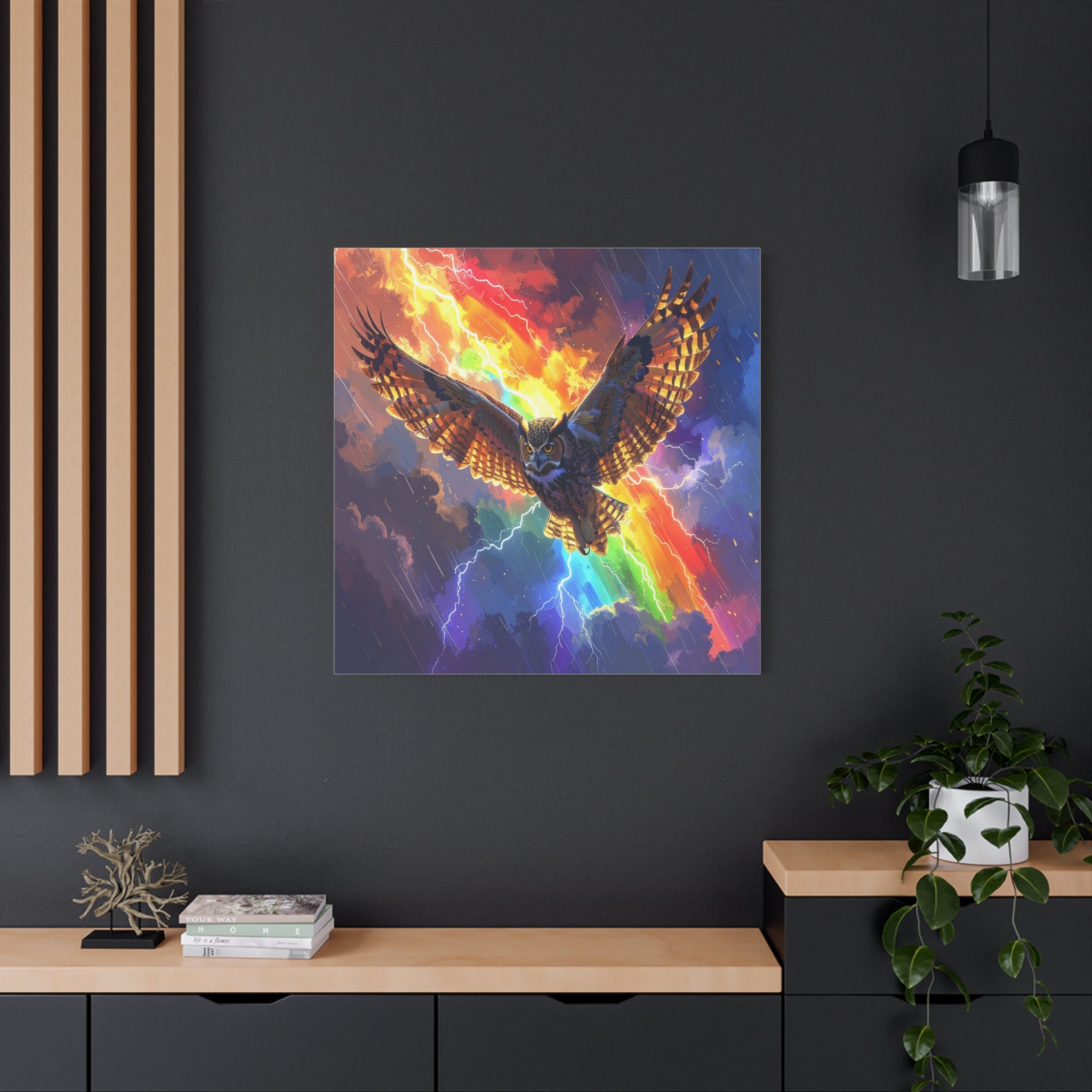 Thunder Spirit: Elemental Owl Ascension, Digital Fantasy Artwork - L’Art Suprême Canvas