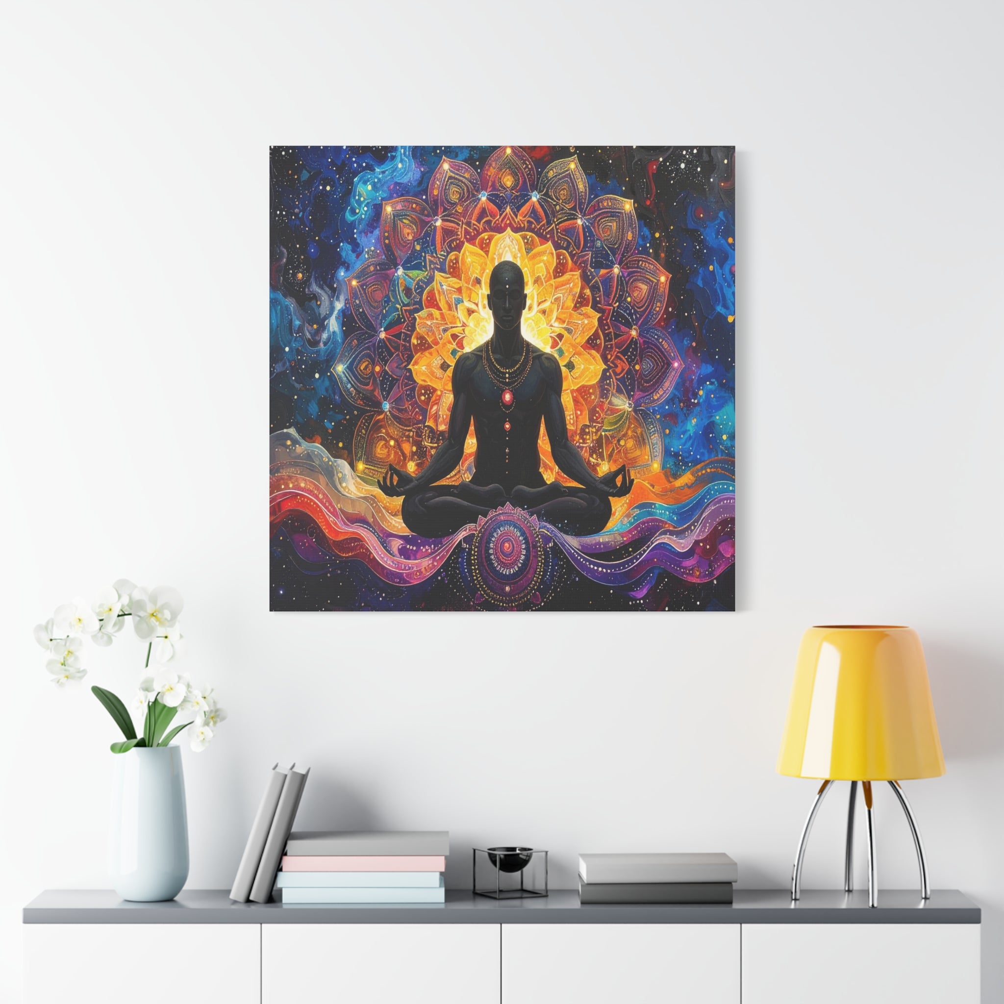 Cosmic Meditation: Spiritual Awakening through Mandala Art, Transcendent Chakra Visualization - L’Art Suprême Canvas