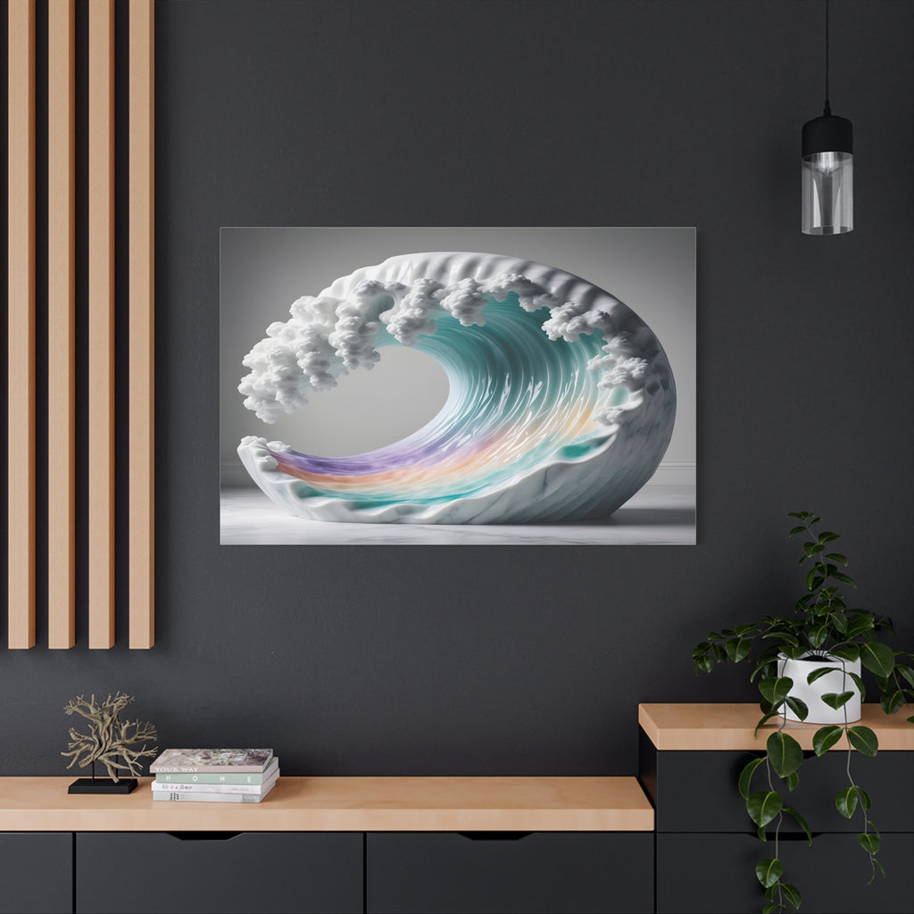 Oceanic Euphoria: Marble Wave Sculpture, Ethereal Aquatic Art - L’Art Suprême Canvas