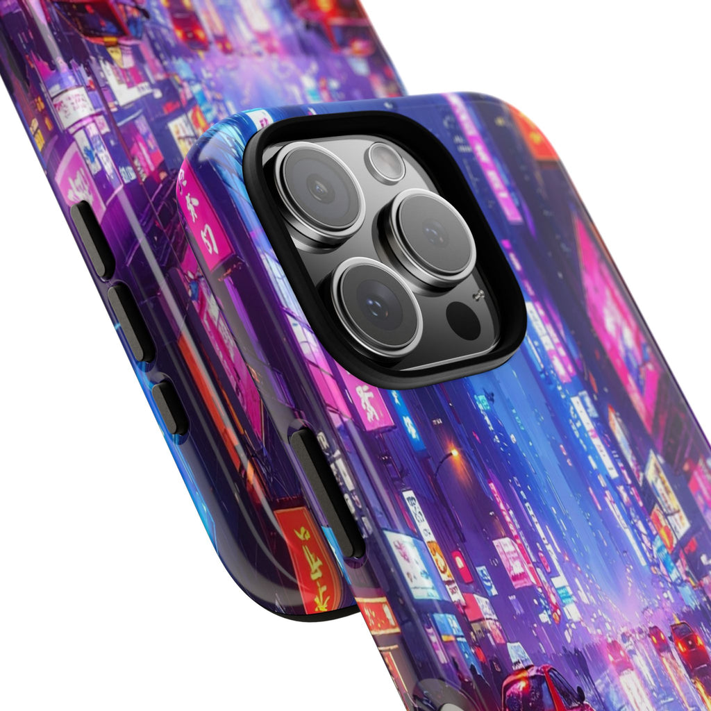 Neon Dystopia: Cyberpunk Metropolis, Urban Night Reflections - L’Art Suprême Phone Case