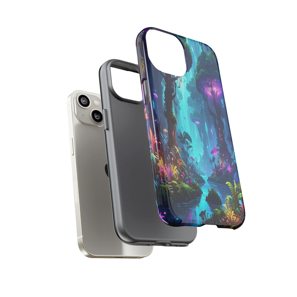 Bioluminescent Dreamscape: Ethereal Forest Fantasy, Digital Luminescence Illustration - L’Art Suprême Phone Case