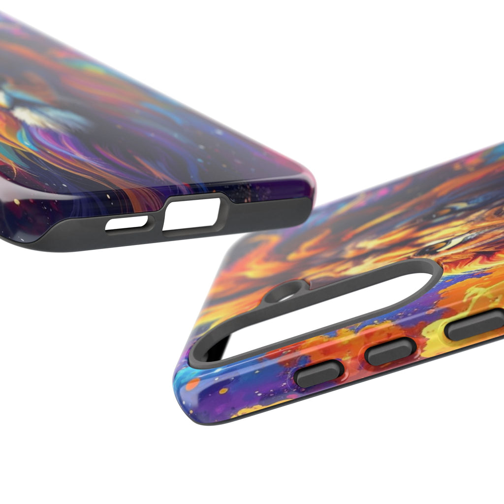 Cosmic Mane: Celestial Lion Portrait, Psychedelic Wildlife Art - L’Art Suprême Phone Case