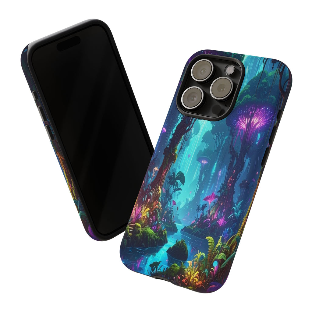 Bioluminescent Dreamscape: Ethereal Forest Fantasy, Digital Luminescence Illustration - L’Art Suprême Phone Case