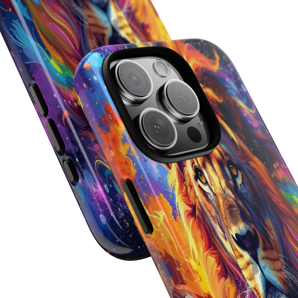 Cosmic Mane: Celestial Lion Portrait, Psychedelic Wildlife Art - L’Art Suprême Phone Case