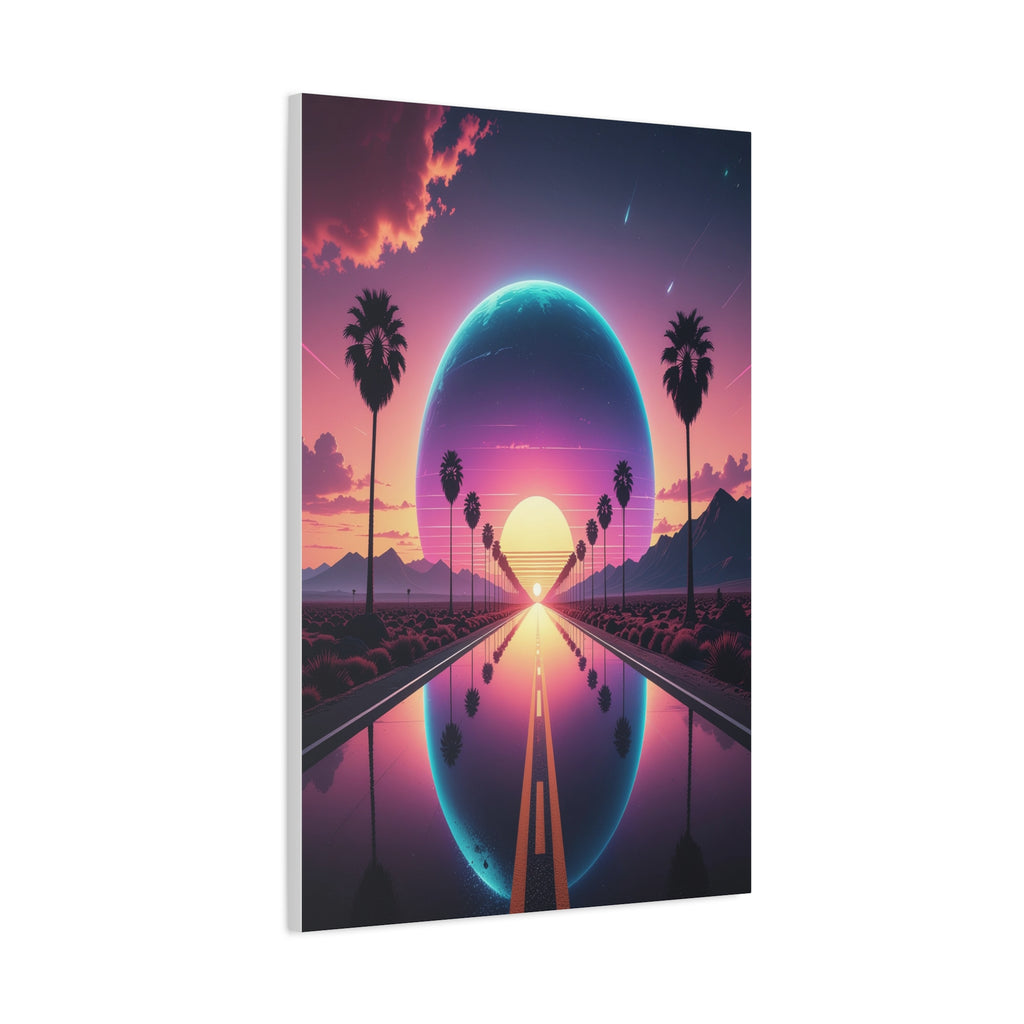 Cosmic Highway: Synthwave Dreamscape, Retro-Futuristic Sunset - L’Art Suprême Canvas