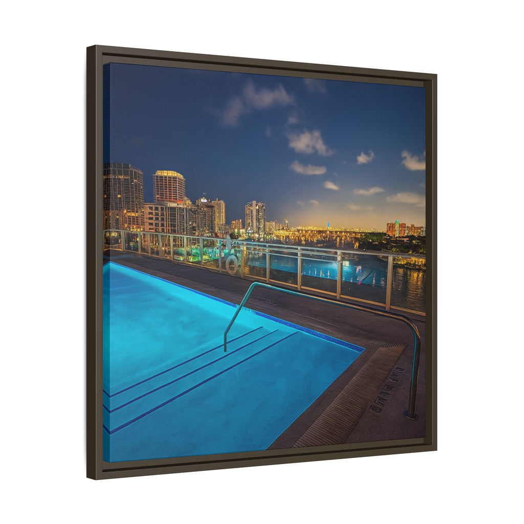 "Skyline Reflections" – Framed Canvas Print