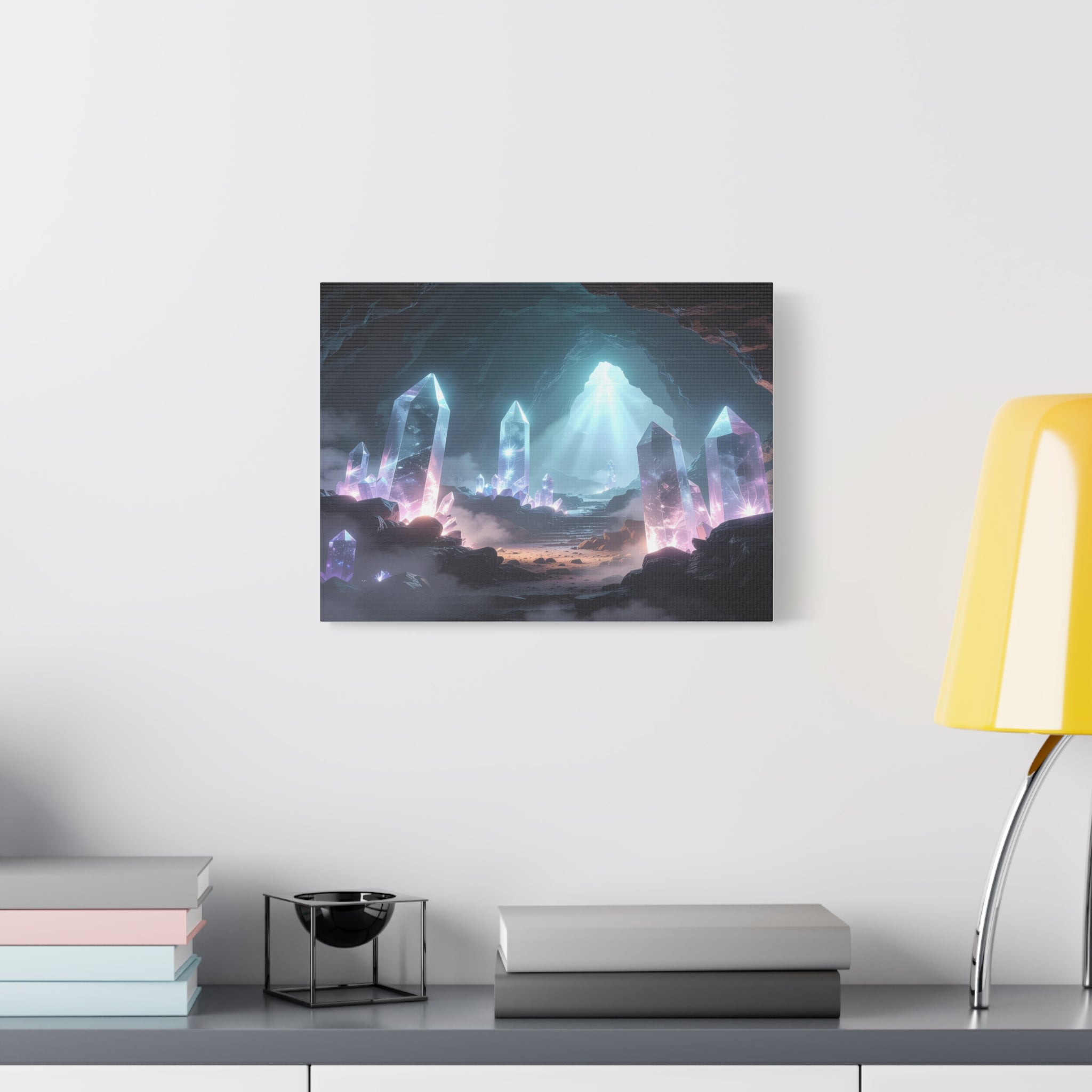 Crystal Reverie: Luminous Cavern Dreamscape, Ethereal Digital Fantasy Art - L’Art Suprême Canvas