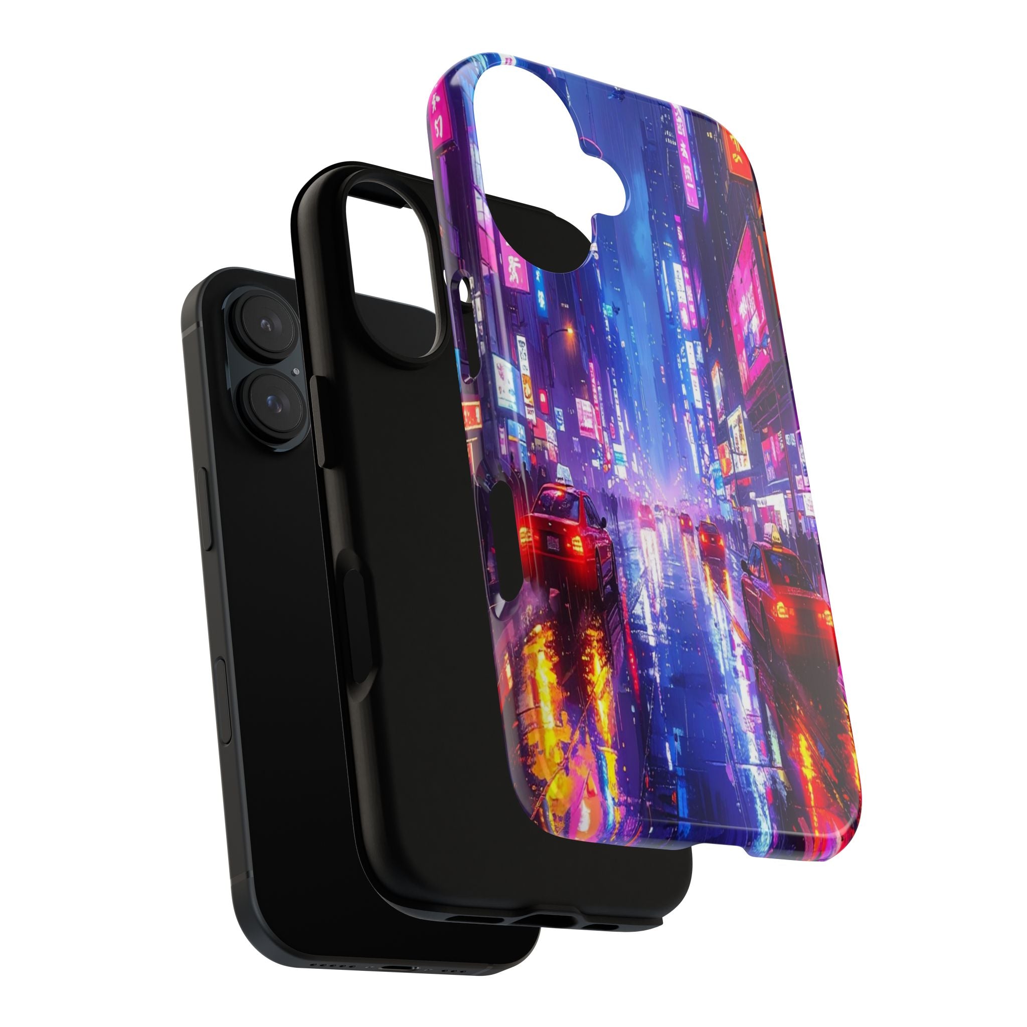 Neon Dystopia: Cyberpunk Metropolis, Urban Night Reflections - L’Art Suprême Phone Case