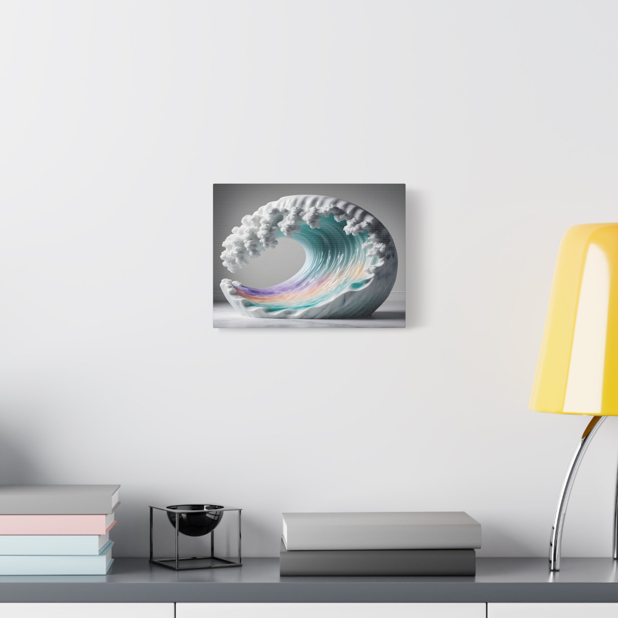 Oceanic Euphoria: Marble Wave Sculpture, Ethereal Aquatic Art - L’Art Suprême Canvas