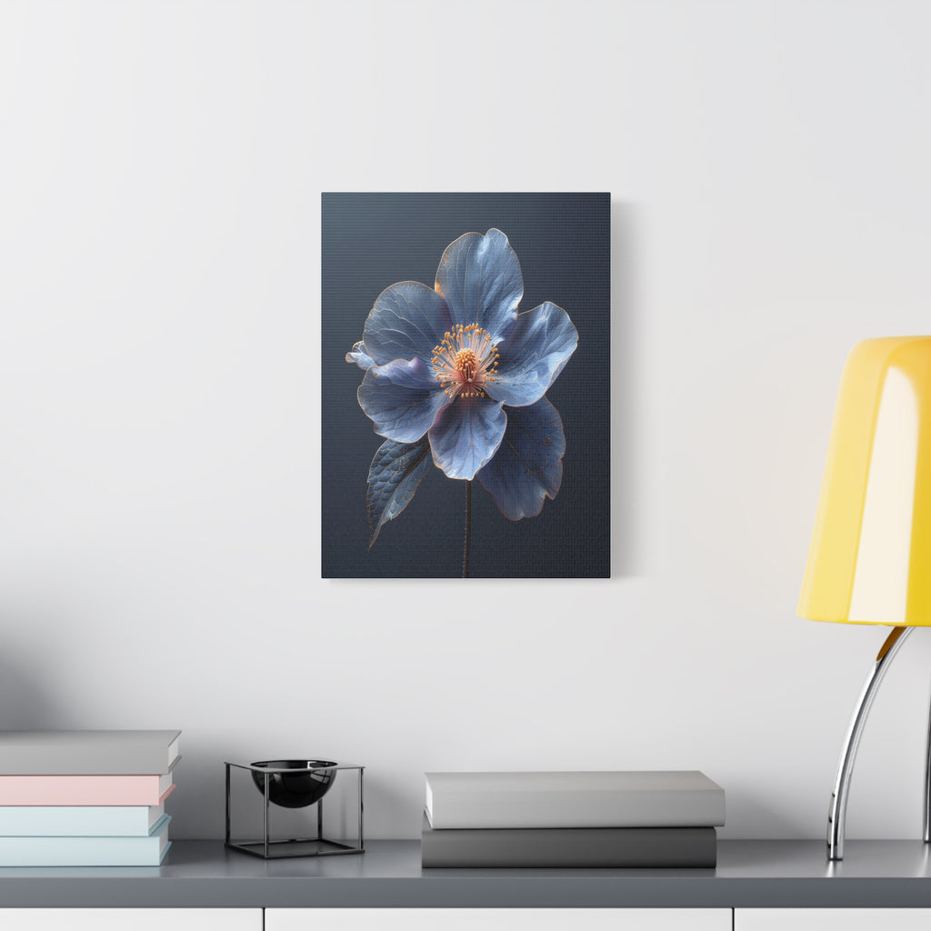 Ethereal Blue: Macro Botanical Photography, Delicate Floral Veins - L’Art Suprême Canvas
