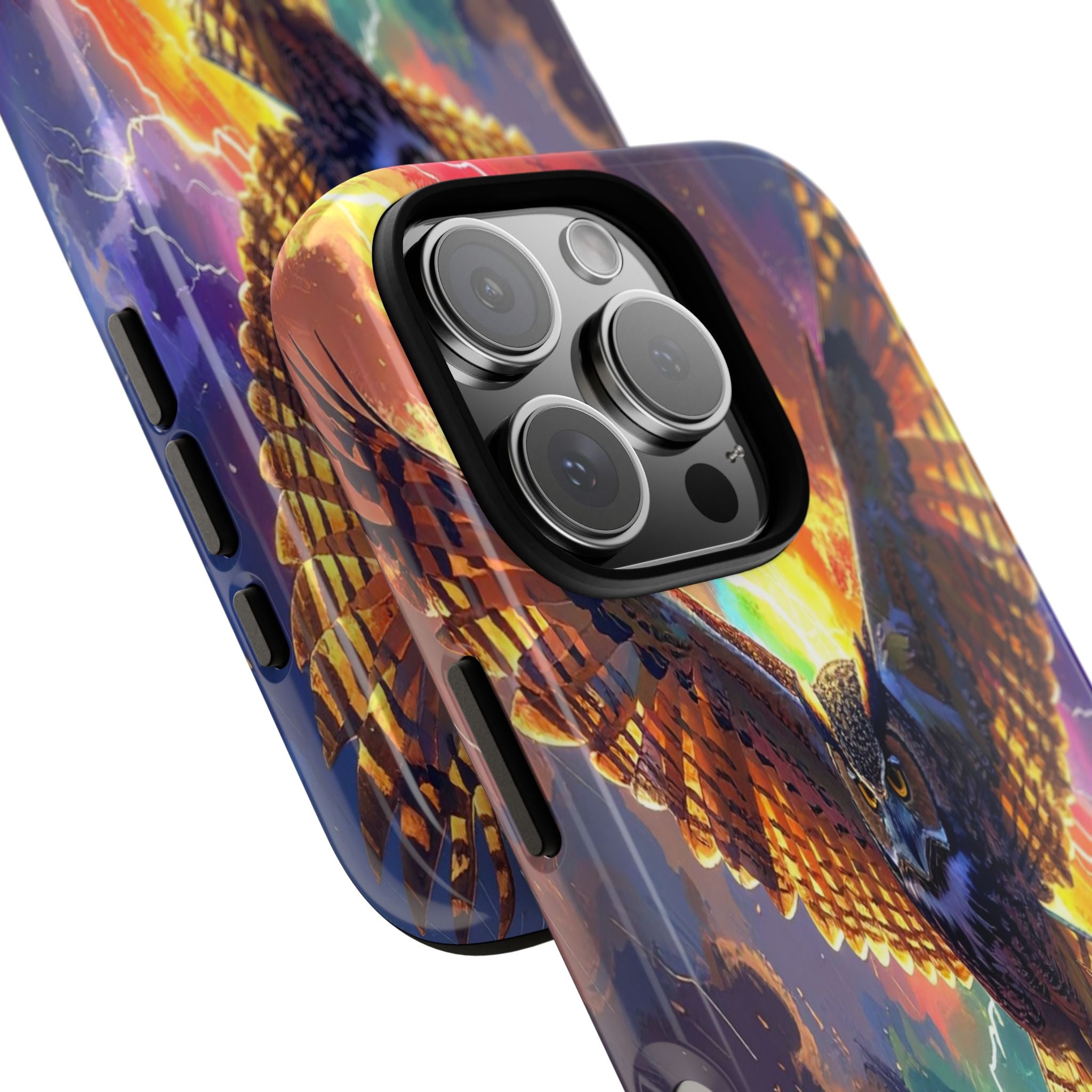 Thunderwing: Ethereal Owl in Electric Storm, Digital Fantasy Artwork - L’Art Suprême Phone Case