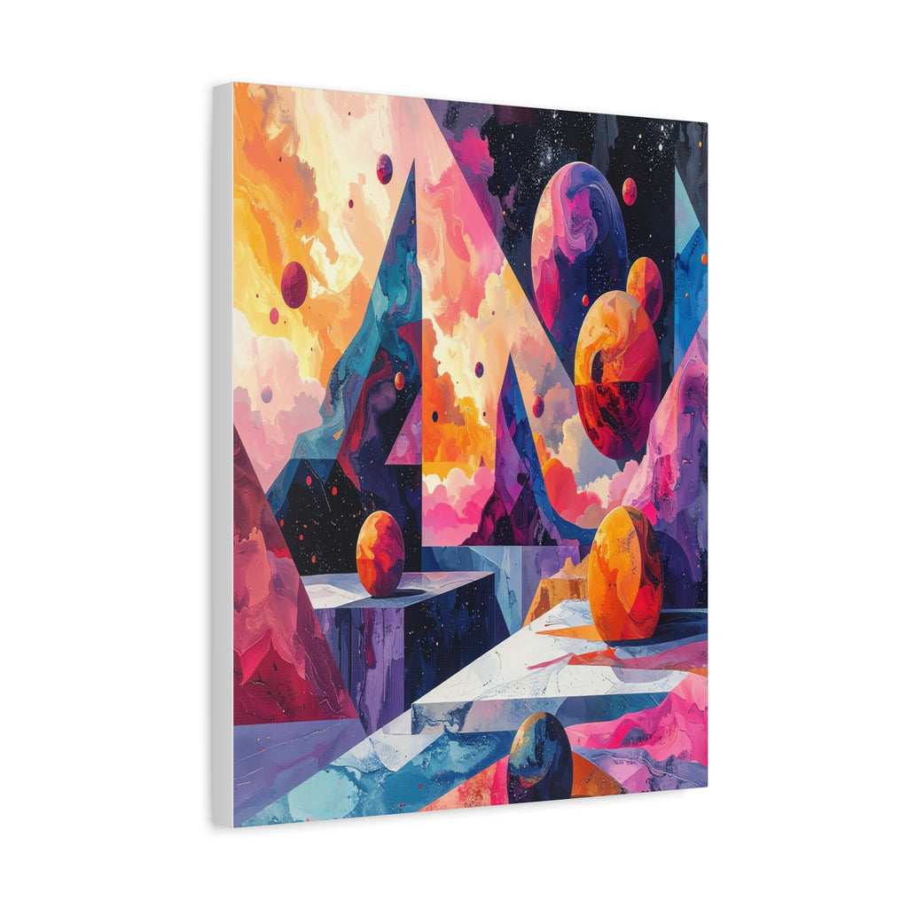 Cosmic Geometry: Dimensional Kaleidoscope, Digital Abstract Landscape - L’Art Suprême Canvas