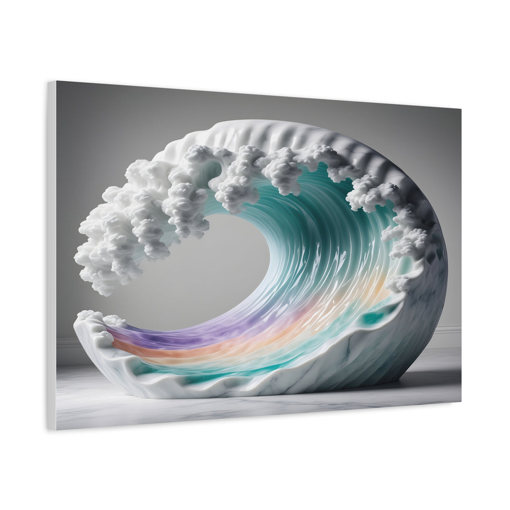 Oceanic Euphoria: Marble Wave Sculpture, Ethereal Aquatic Art - L’Art Suprême Canvas