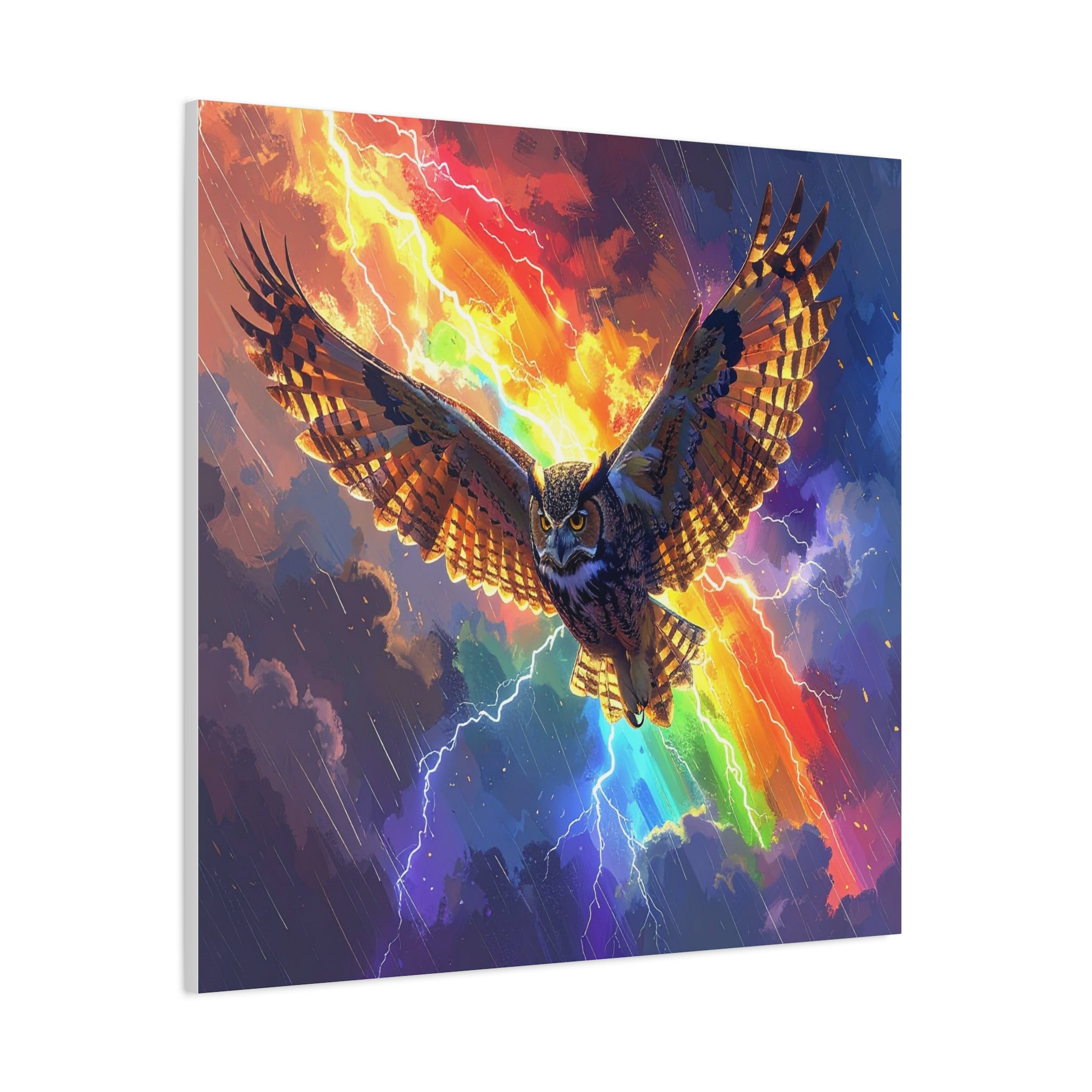 Thunder Spirit: Elemental Owl Ascension, Digital Fantasy Artwork - L’Art Suprême Canvas