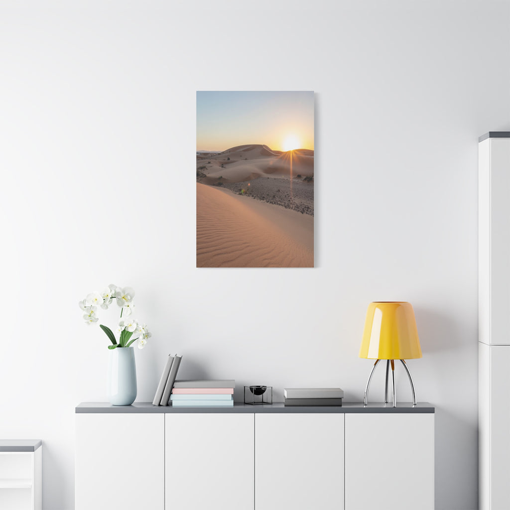 Daybreak in the Desert: Golden Sands at Sunrise, Arid Landscape Panorama - L’Art Suprême Canvas