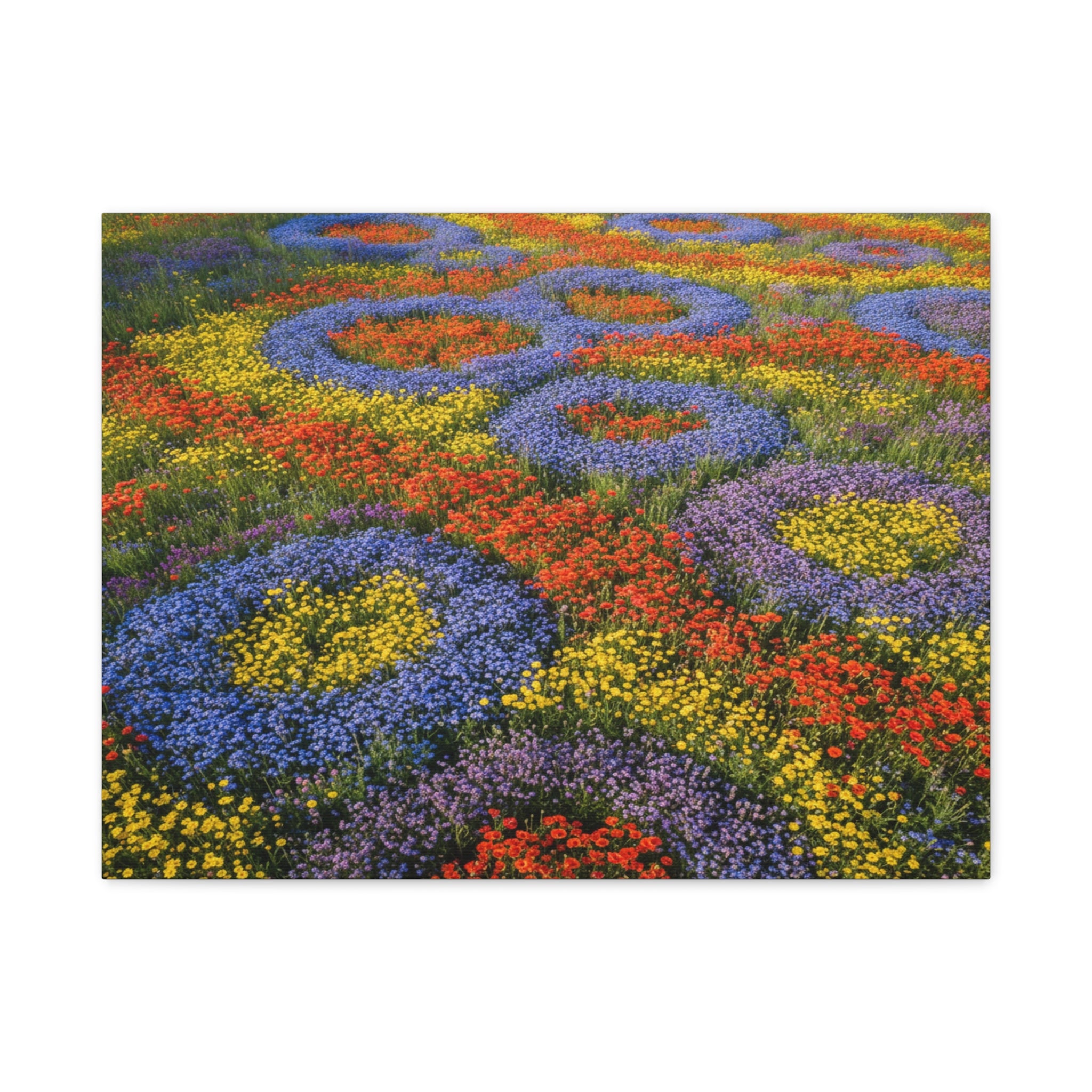 Geometric Garden: Kaleidoscopic Floral Landscape, Vibrant Botanical Patterns - L’Art Suprême Canvas