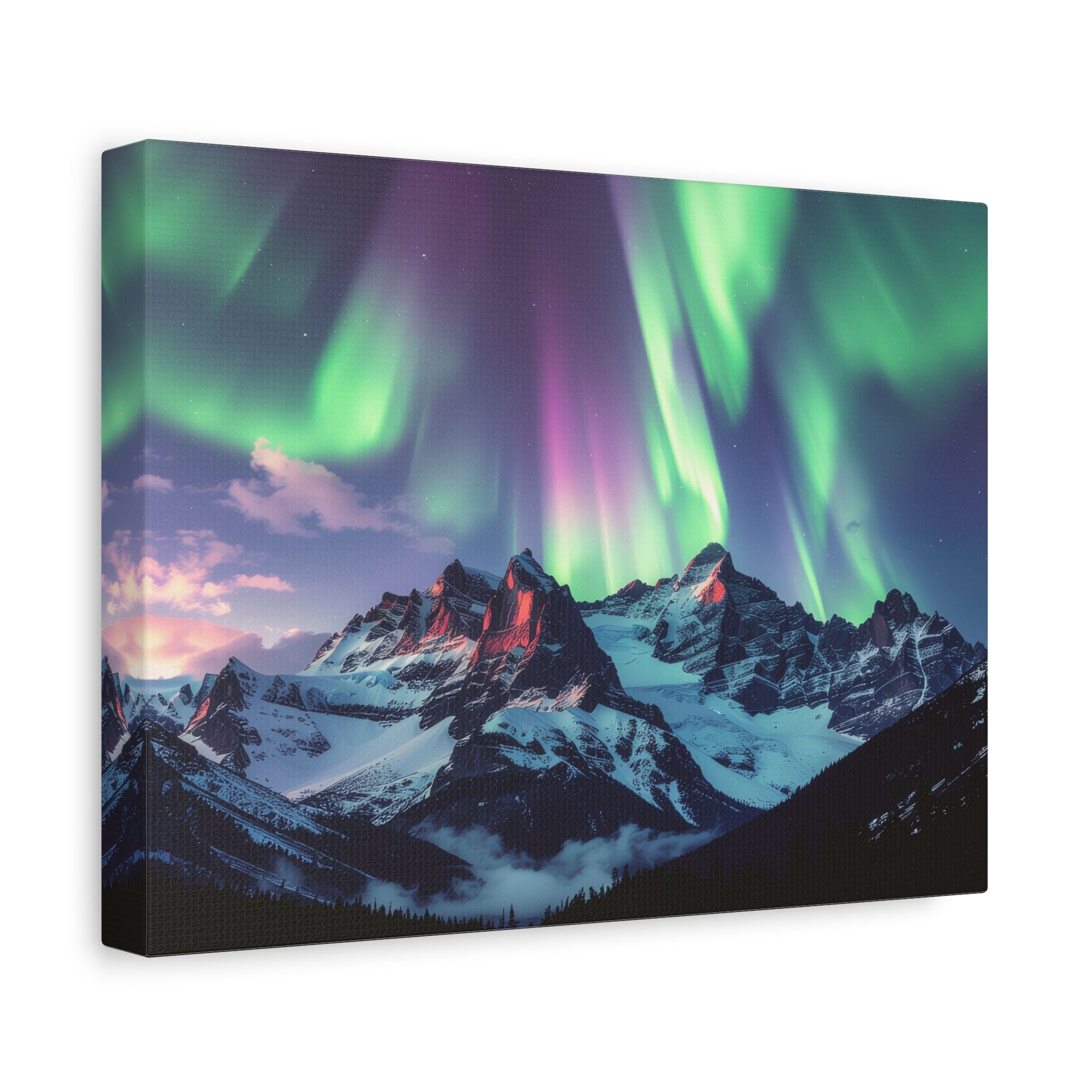 Celestial Symphony: Northern Lights Panorama, Alpine Aurora Wilderness - L’Art Suprême Canvas