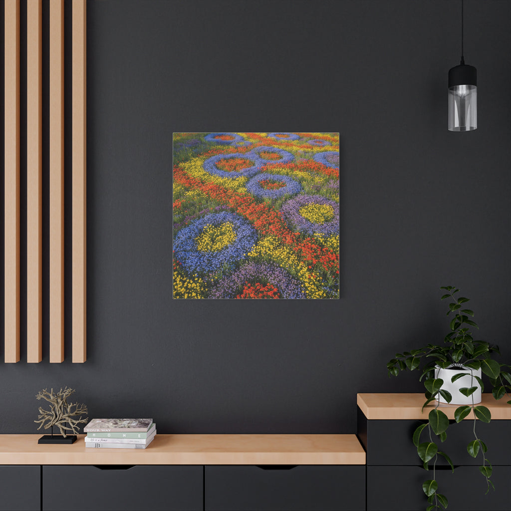 Geometric Garden: Kaleidoscopic Floral Landscape, Vibrant Botanical Patterns - L’Art Suprême Canvas