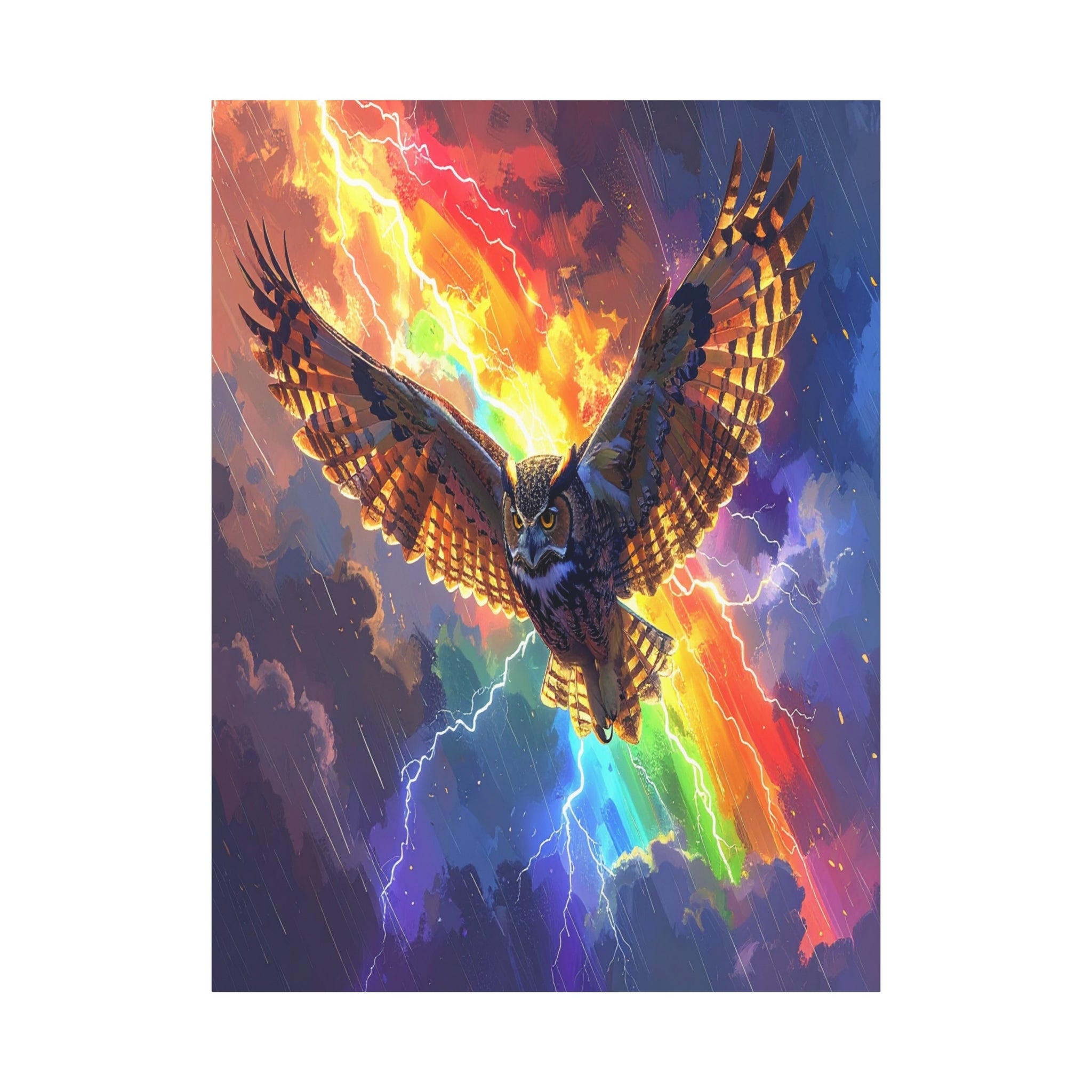 Thunder Spirit: Elemental Owl Ascension, Digital Fantasy Artwork - L’Art Suprême Canvas