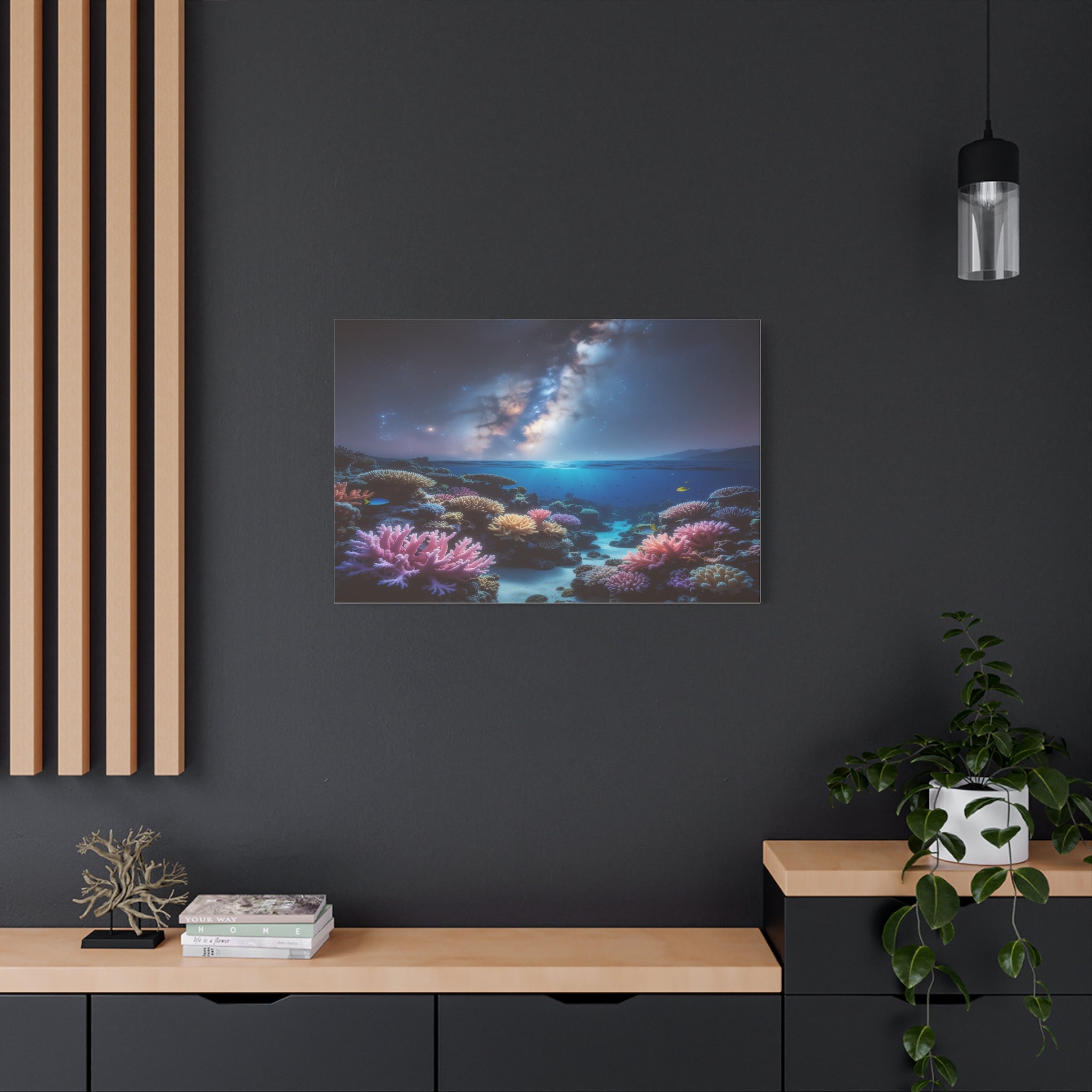 Cosmic Reef Harmony: Underwater Seascape Panorama, Milky Way Marine Dreamscape - L’Art Suprême Canvas
