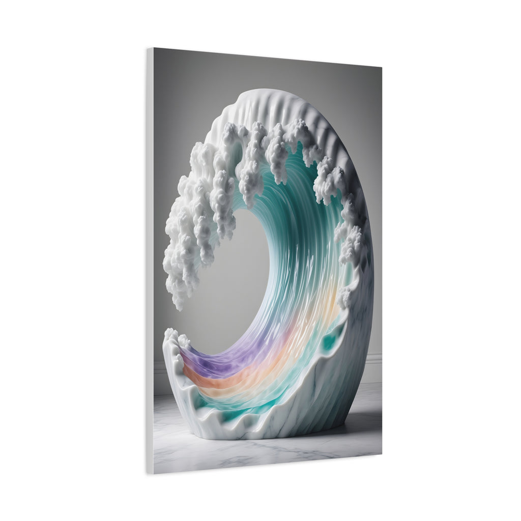 Oceanic Euphoria: Marble Wave Sculpture, Ethereal Aquatic Art - L’Art Suprême Canvas
