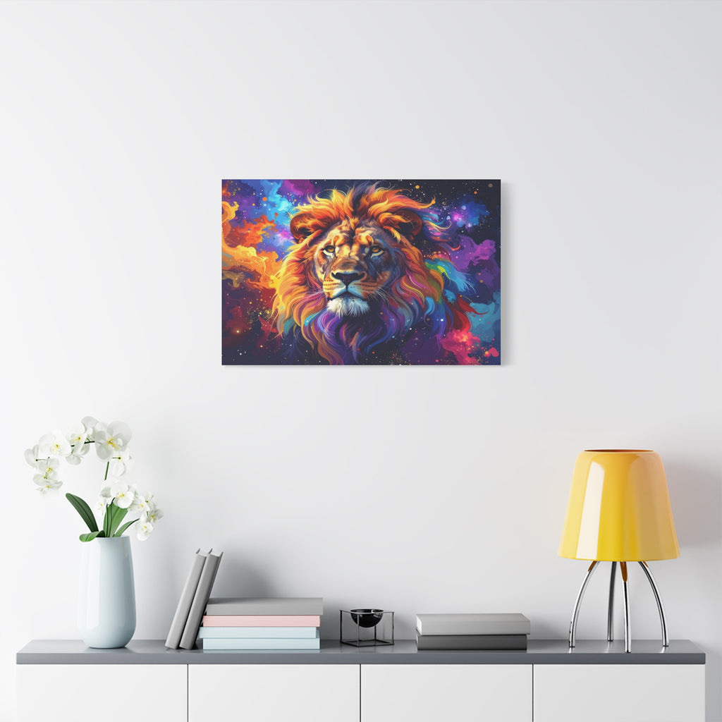 Cosmic Mane: Celestial Lion Portrait, Digital Cosmic Artwork - L’Art Suprême Canvas
