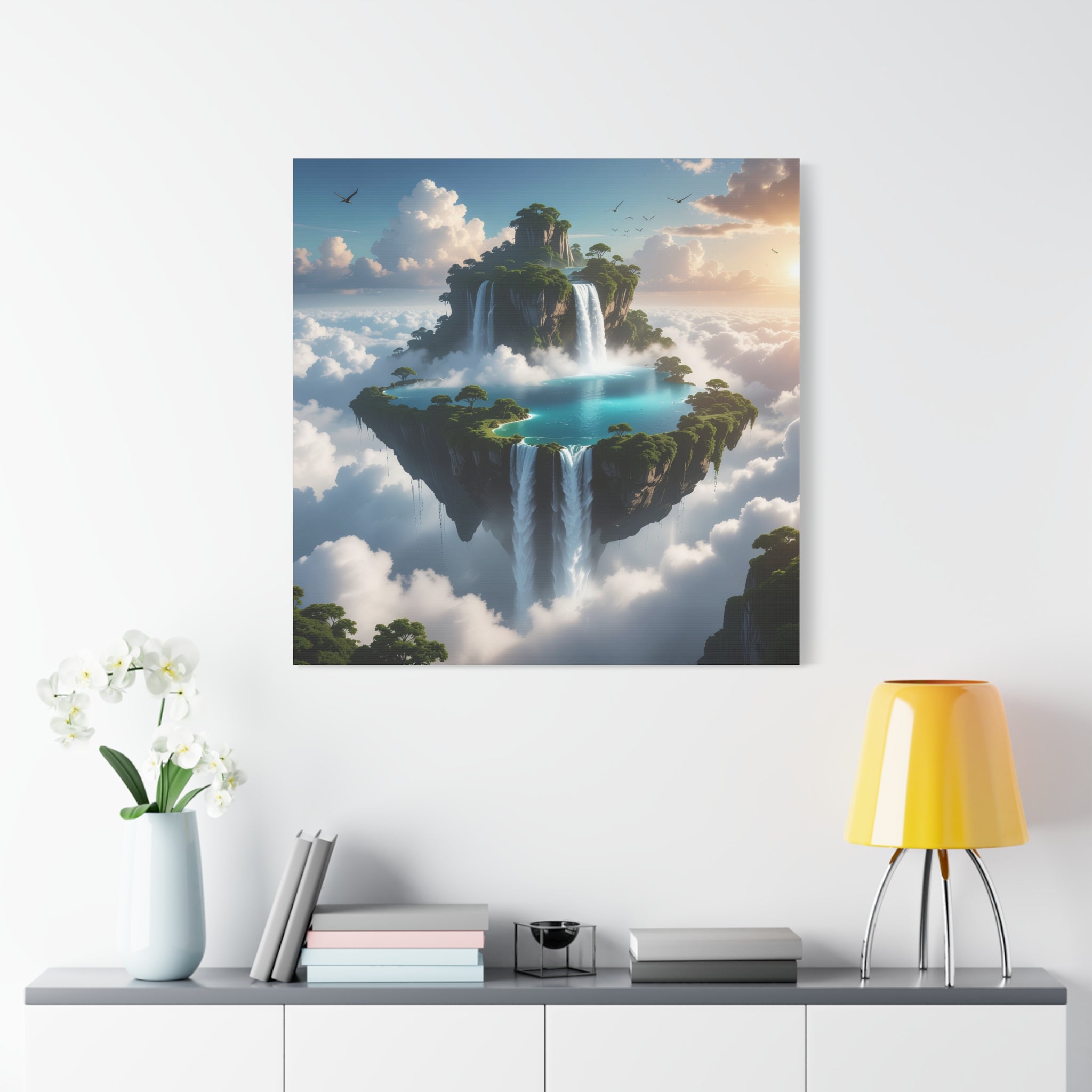 Celestial Archipelago: Floating Worlds of Mist and Stone, Digital Fantasy Landscape - L’Art Suprême Canvas