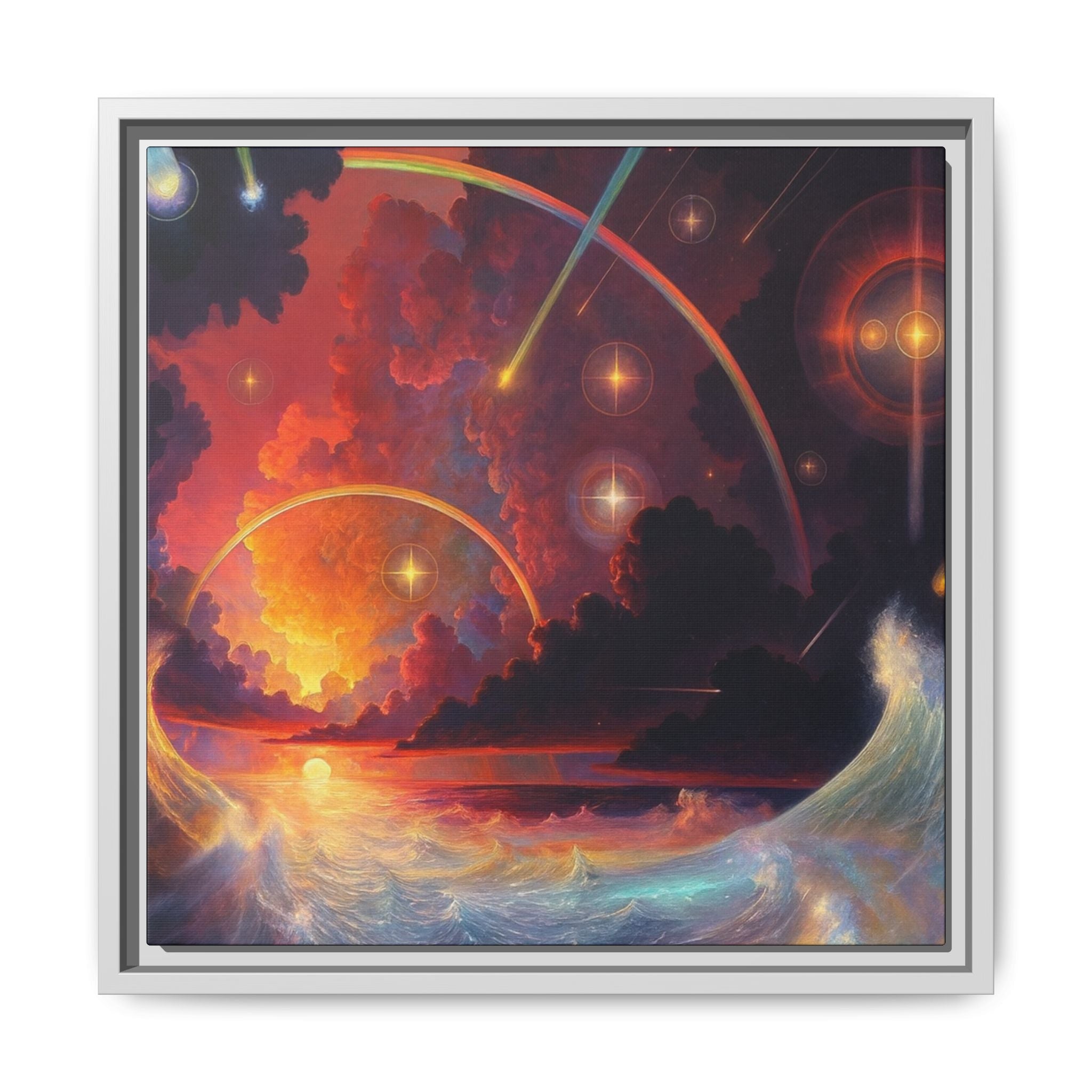 "Celestial Tides" – Framed Canvas Print