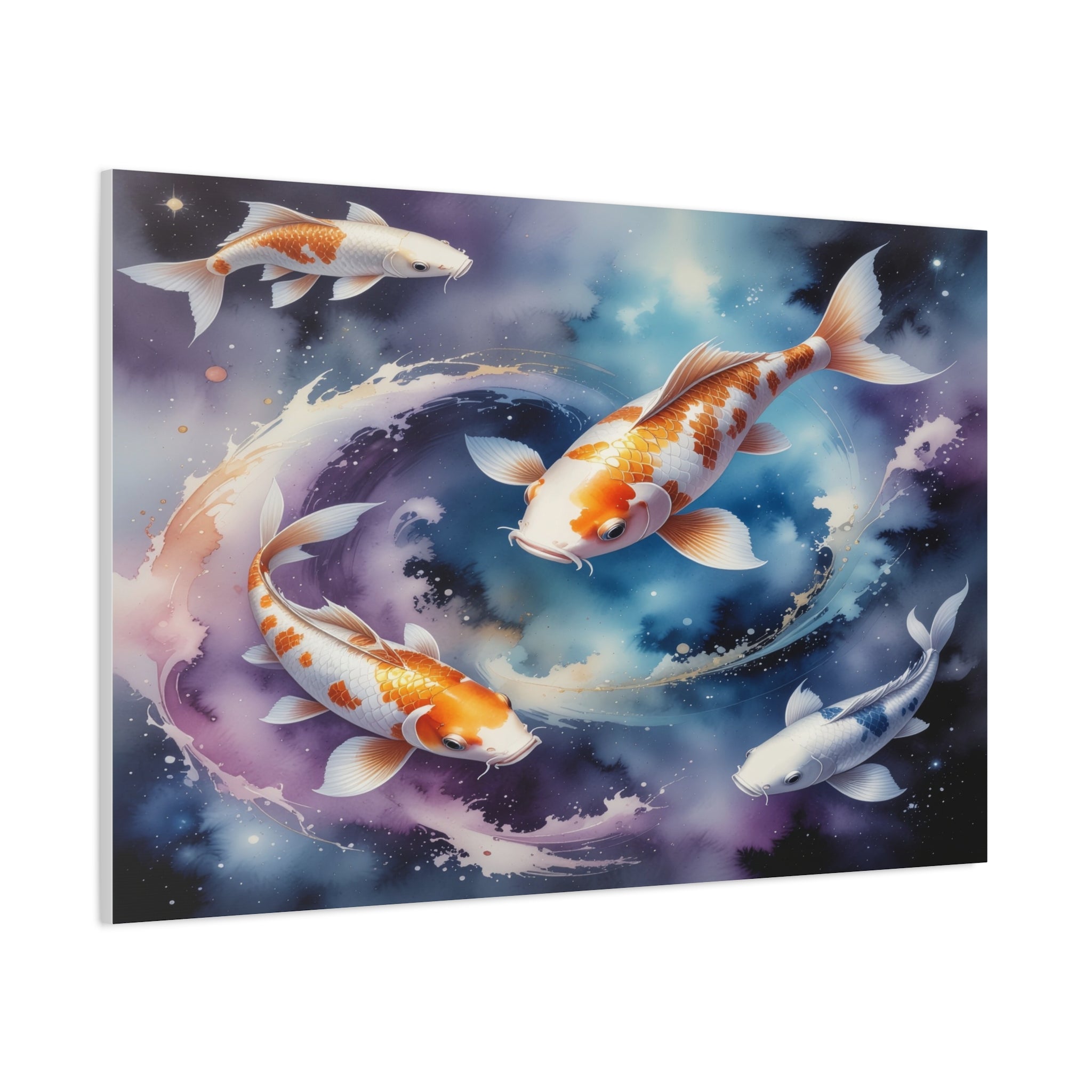 Cosmic Koi Symphony: Ethereal Underwater Space Journey, Digital Watercolor Fantasy - L’Art Suprême Canvas