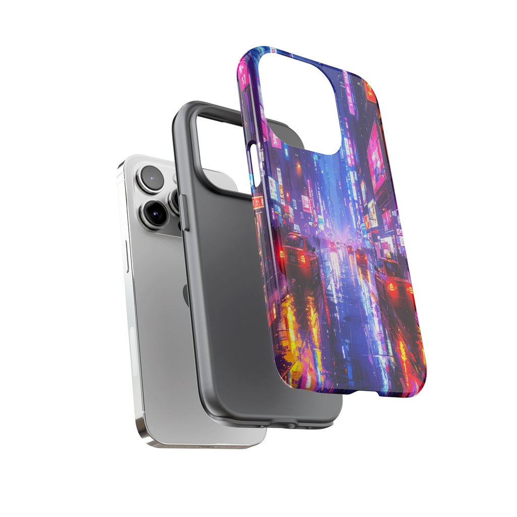 Neon Dystopia: Cyberpunk Metropolis, Urban Night Reflections - L’Art Suprême Phone Case