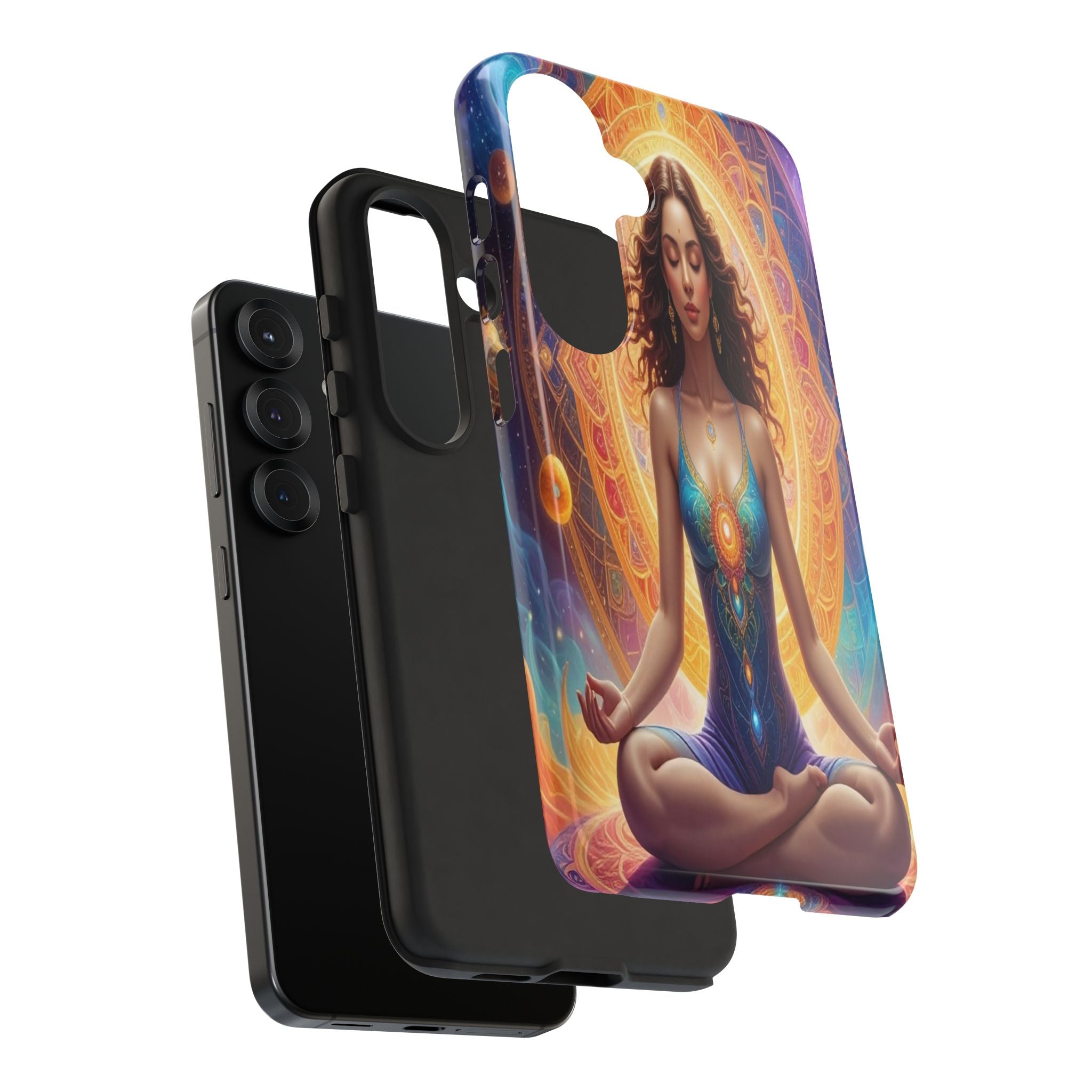 Cosmic Awakening: Spiritual Meditation Mandala, Celestial Energy Visualization - L’Art Suprême Phone Case