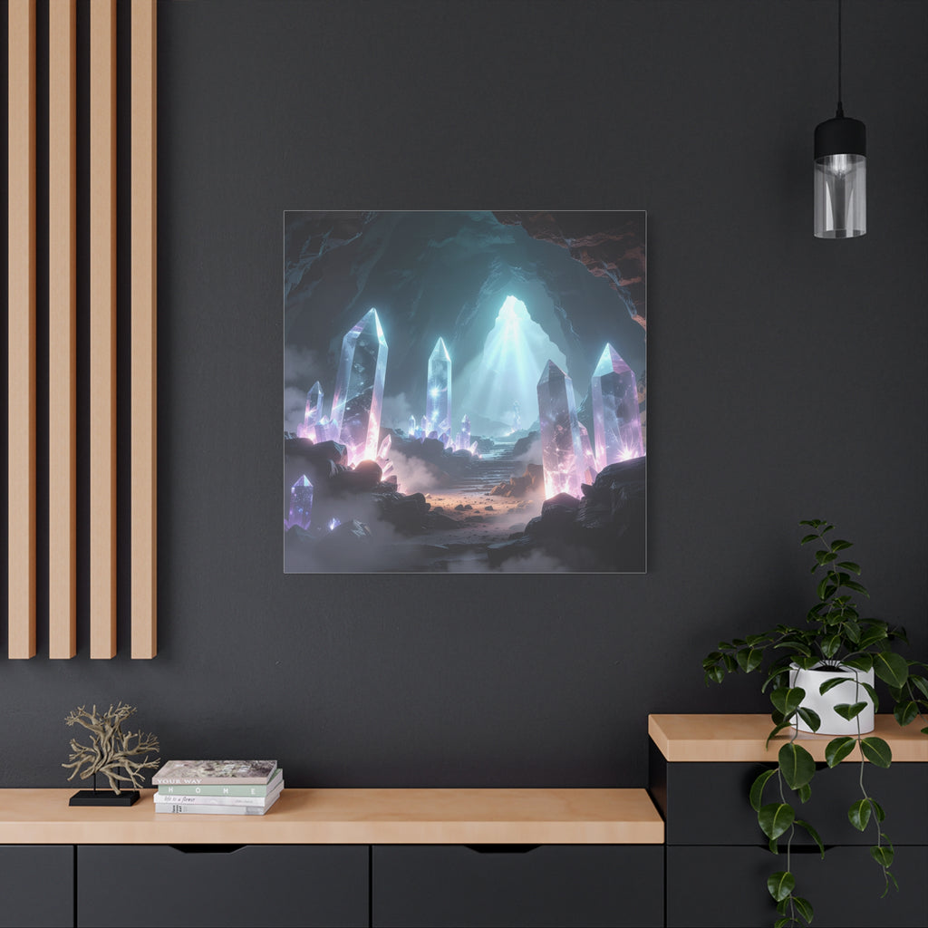 Crystal Reverie: Luminous Cavern Dreamscape, Ethereal Digital Fantasy Art - L’Art Suprême Canvas