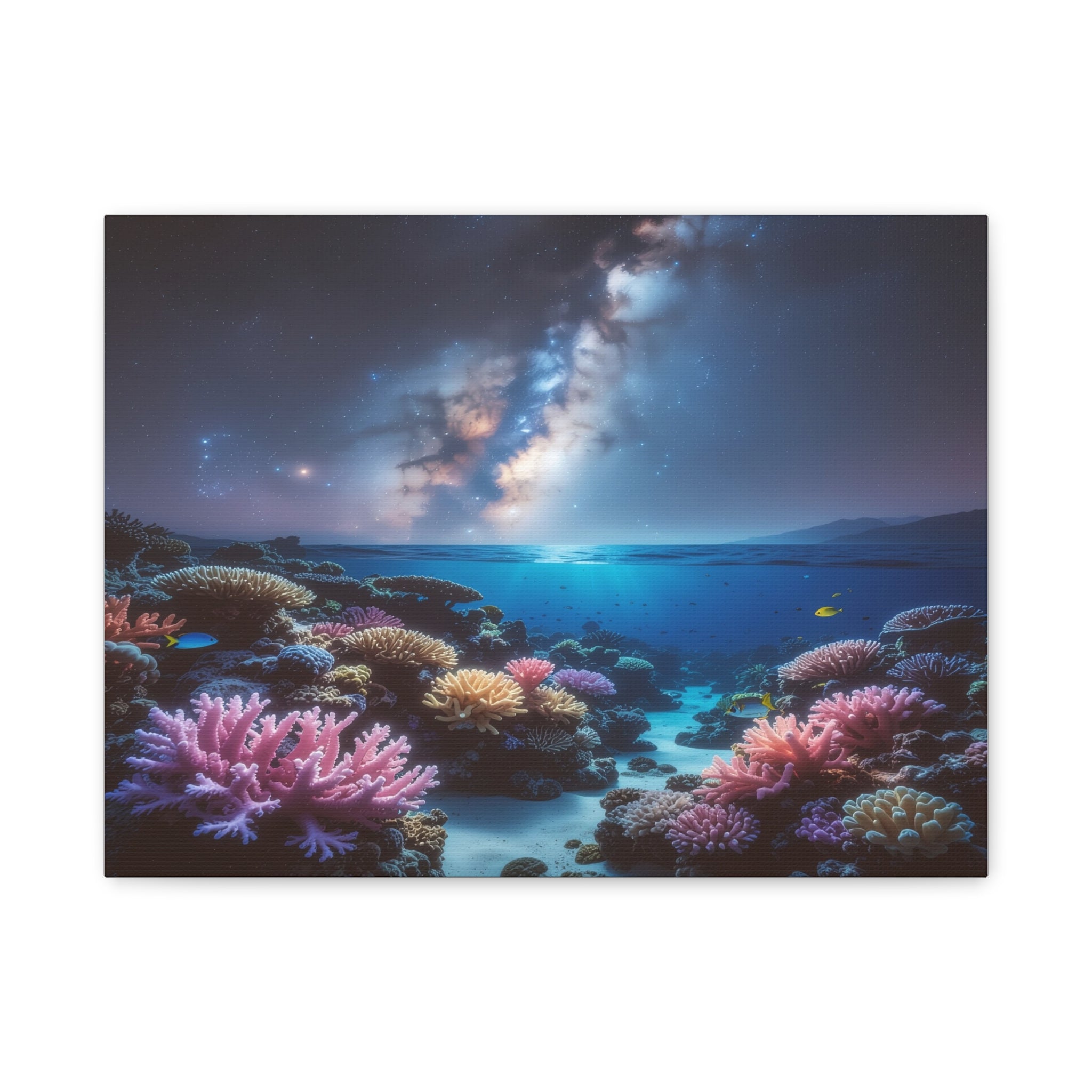 Cosmic Reef Harmony: Underwater Seascape Panorama, Milky Way Marine Dreamscape - L’Art Suprême Canvas