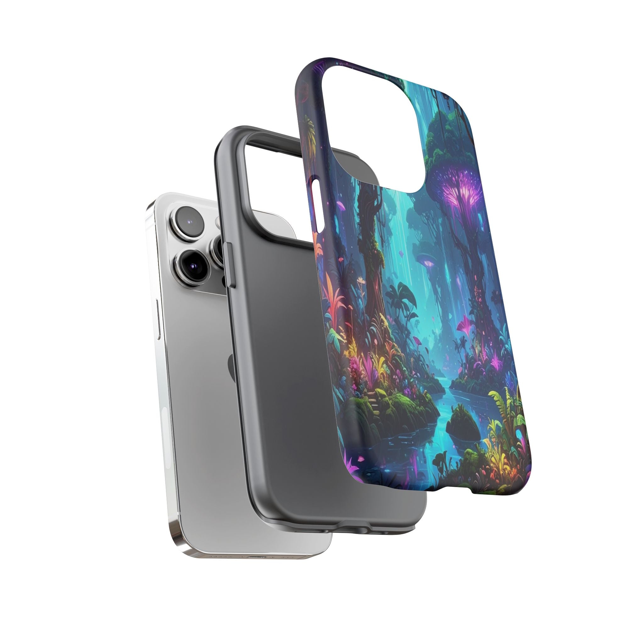 Bioluminescent Dreamscape: Ethereal Forest Fantasy, Digital Luminescence Illustration - L’Art Suprême Phone Case