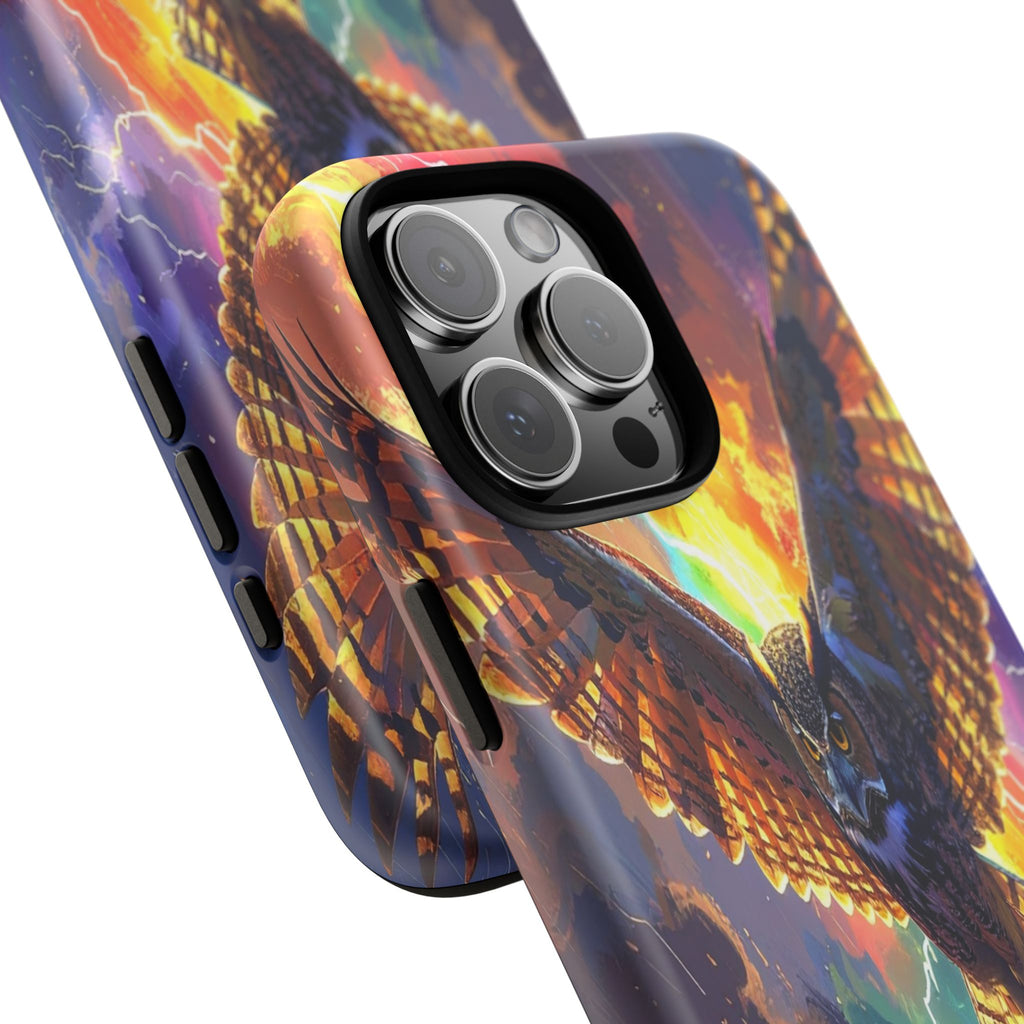 Thunderwing: Ethereal Owl in Electric Storm, Digital Fantasy Artwork - L’Art Suprême Phone Case