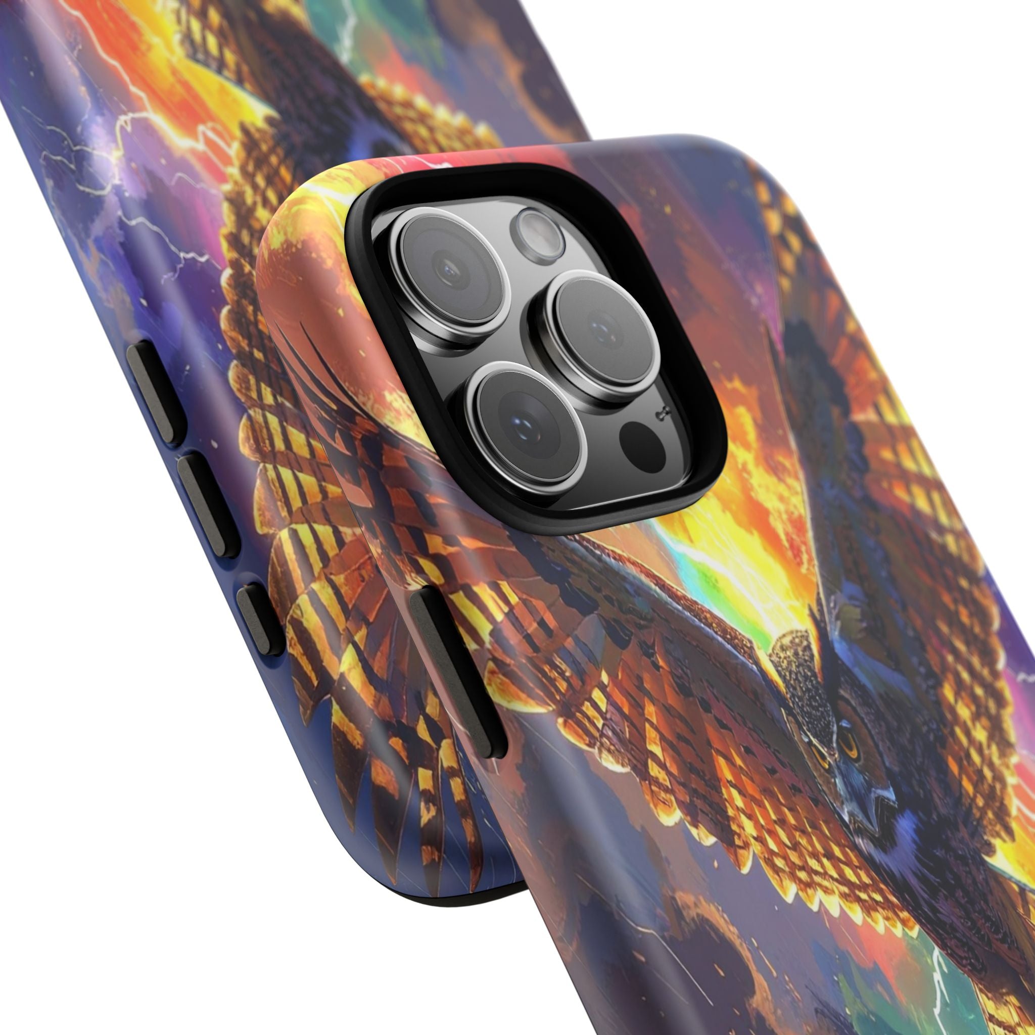 Thunderwing: Ethereal Owl in Electric Storm, Digital Fantasy Artwork - L’Art Suprême Phone Case