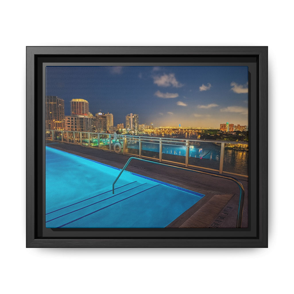 "Skyline Reflections" – Framed Canvas Print