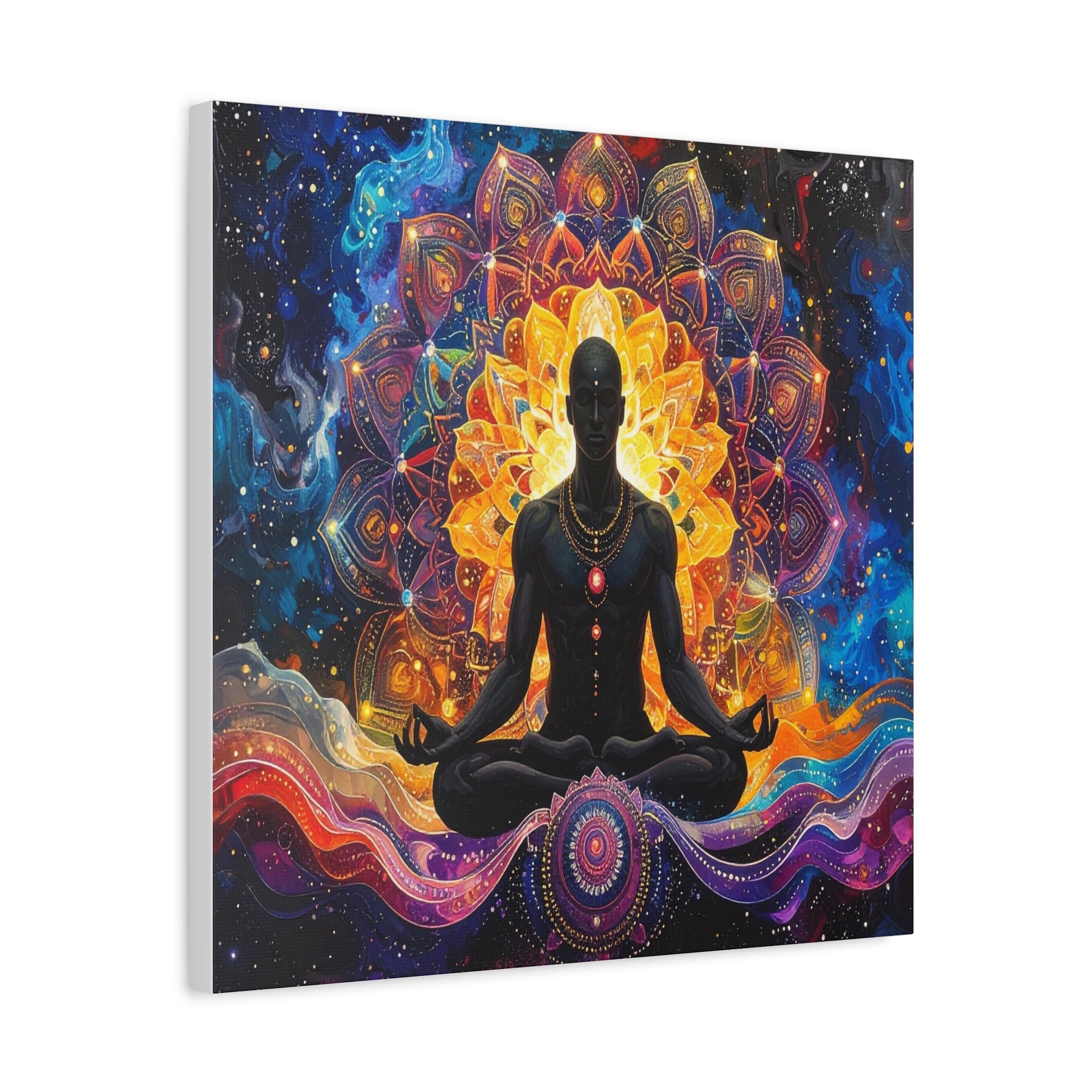 Cosmic Meditation: Spiritual Awakening through Mandala Art, Transcendent Chakra Visualization - L’Art Suprême Canvas