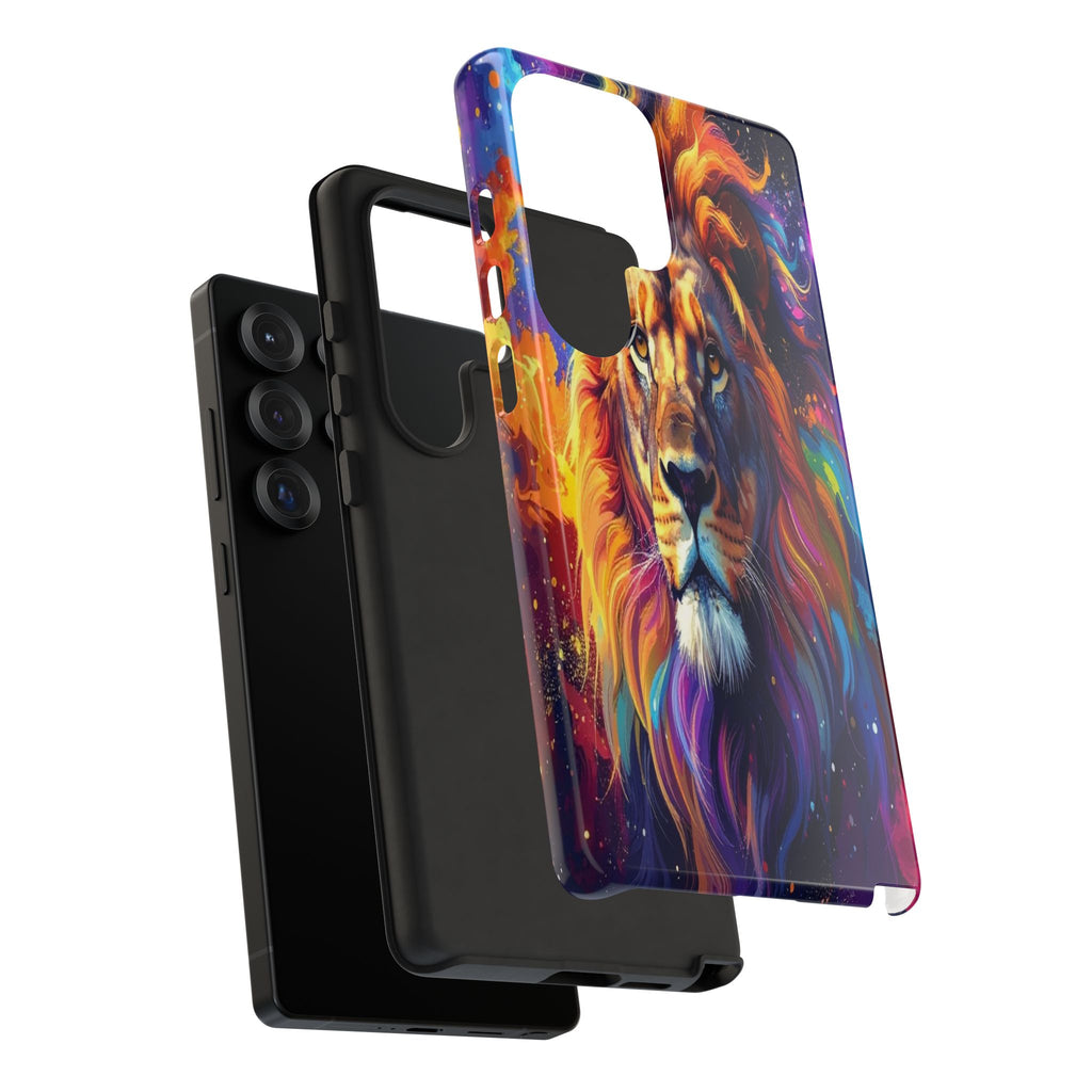 Cosmic Mane: Celestial Lion Portrait, Psychedelic Wildlife Art - L’Art Suprême Phone Case