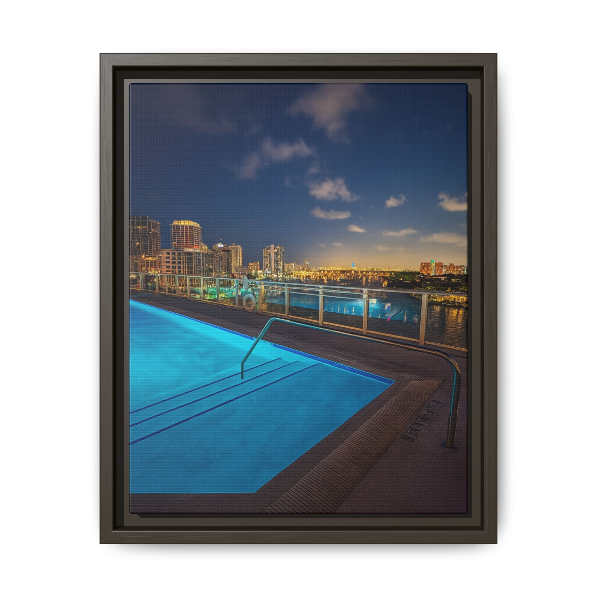 "Skyline Reflections" – Framed Canvas Print