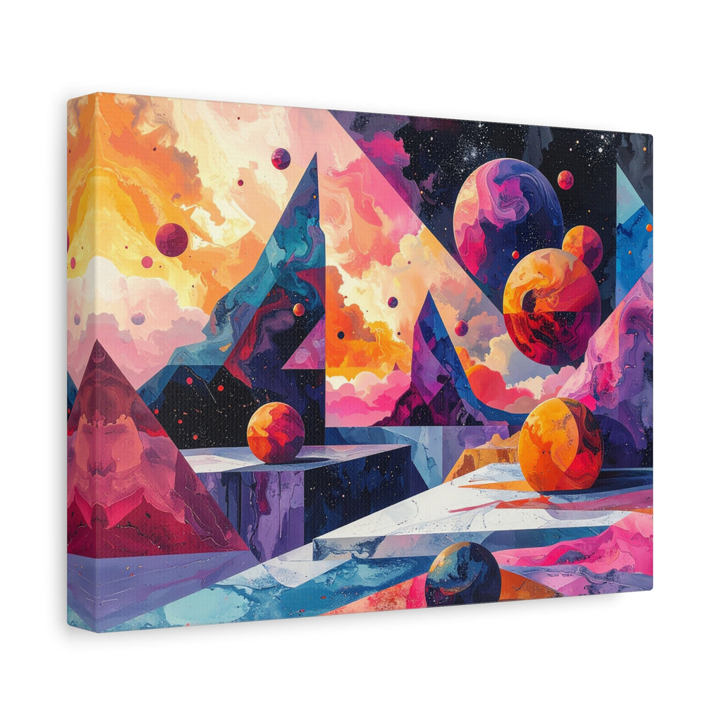 Cosmic Geometry: Dimensional Kaleidoscope, Digital Abstract Landscape - L’Art Suprême Canvas