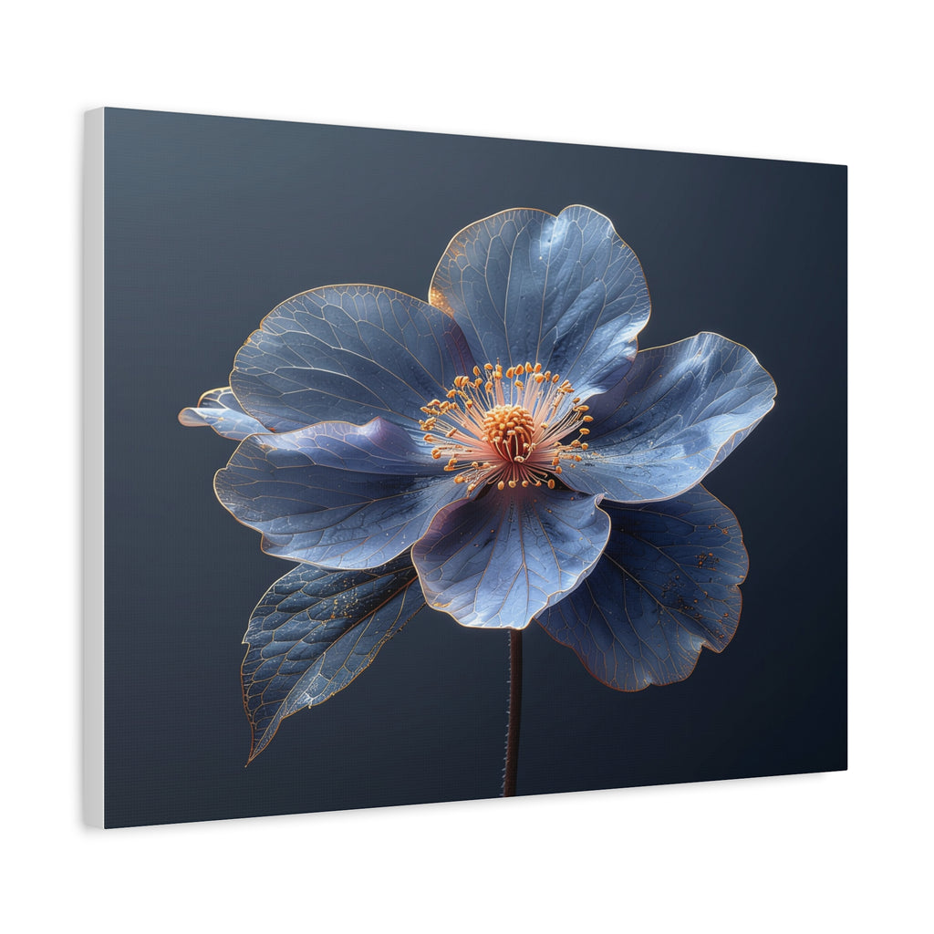 Ethereal Blue: Macro Botanical Photography, Delicate Floral Veins - L’Art Suprême Canvas